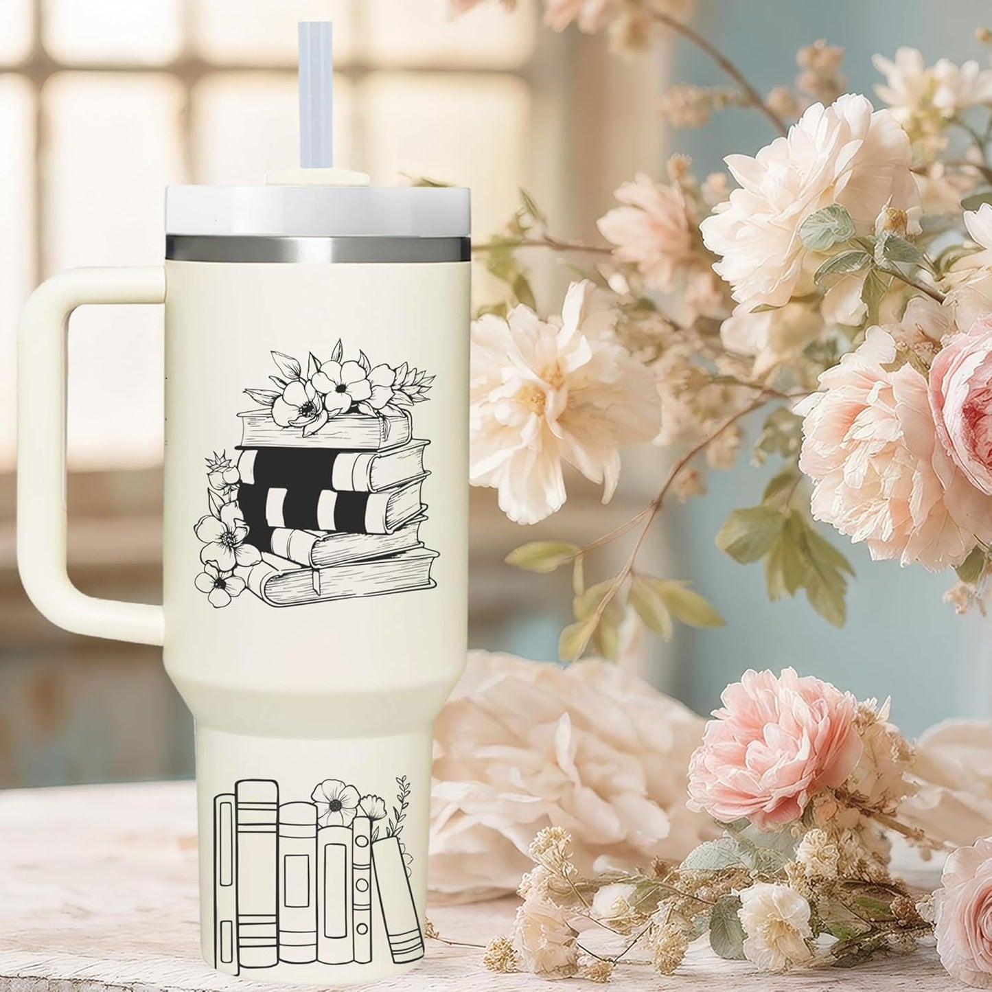 Book Lovers Gifts.40oz A Well-Read Woman Tumbler with Handle.Book Club Cup.40oz Tumbler Gifts for Bookaholic Bookworm Reader Librarian.Birthday Christmas Bookish Gifts for Women.