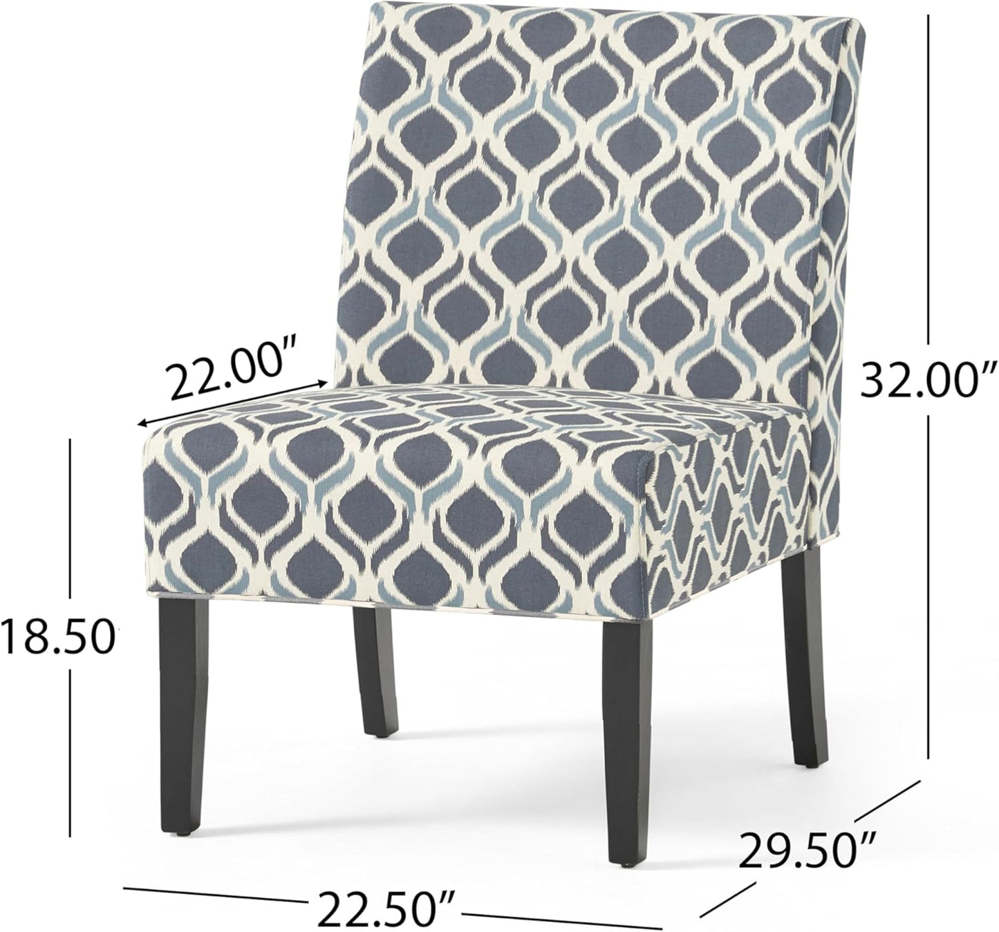 Christopher Knight Home Kassi Fabric Accent Chairs, 2-Pcs Set, Blue / Navy
