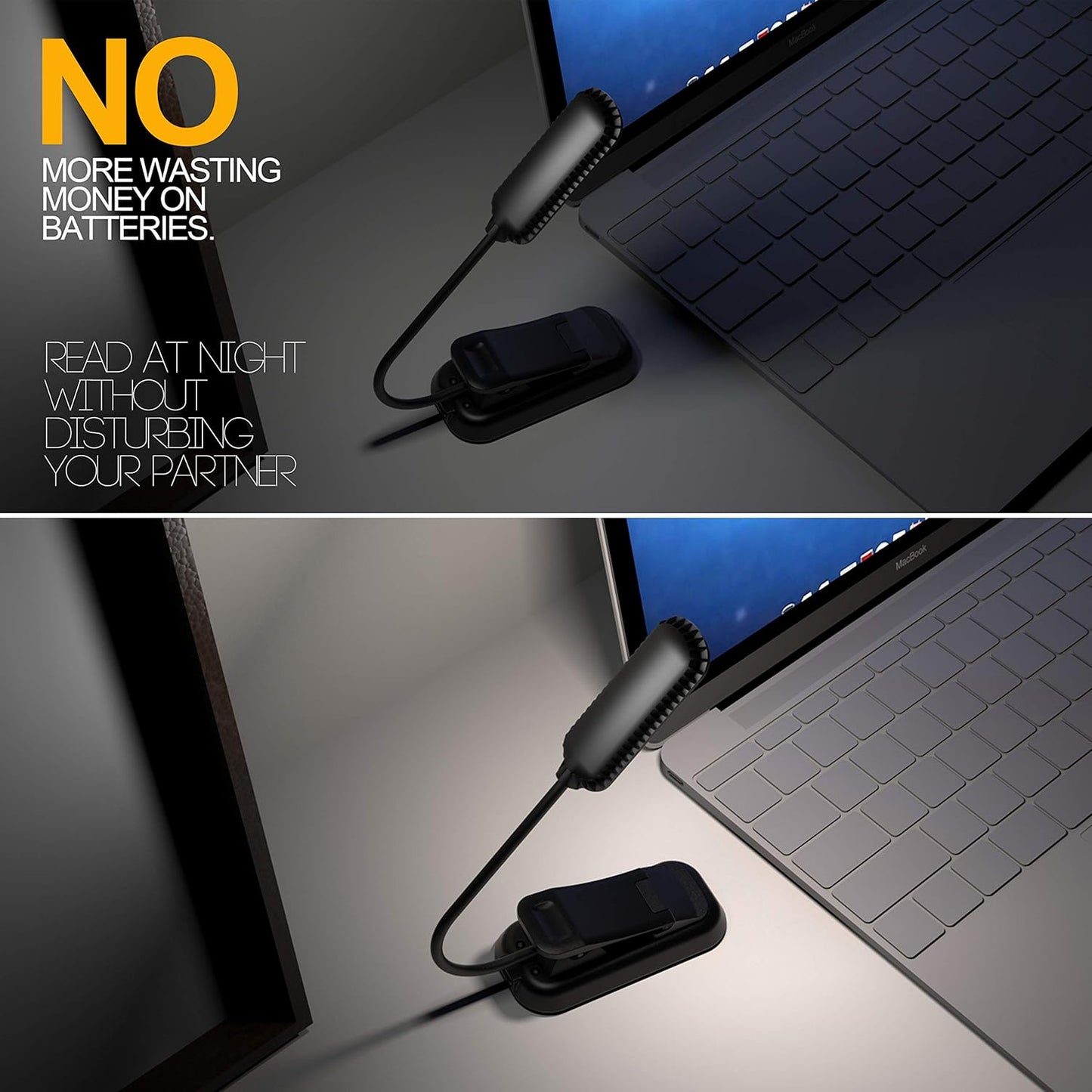 PERFECTDAY Book Light, 10 LED USB Rechargeable Reading Light with 3-Level Brightness for Eye Protection Night Reading Lamp (10 LED)