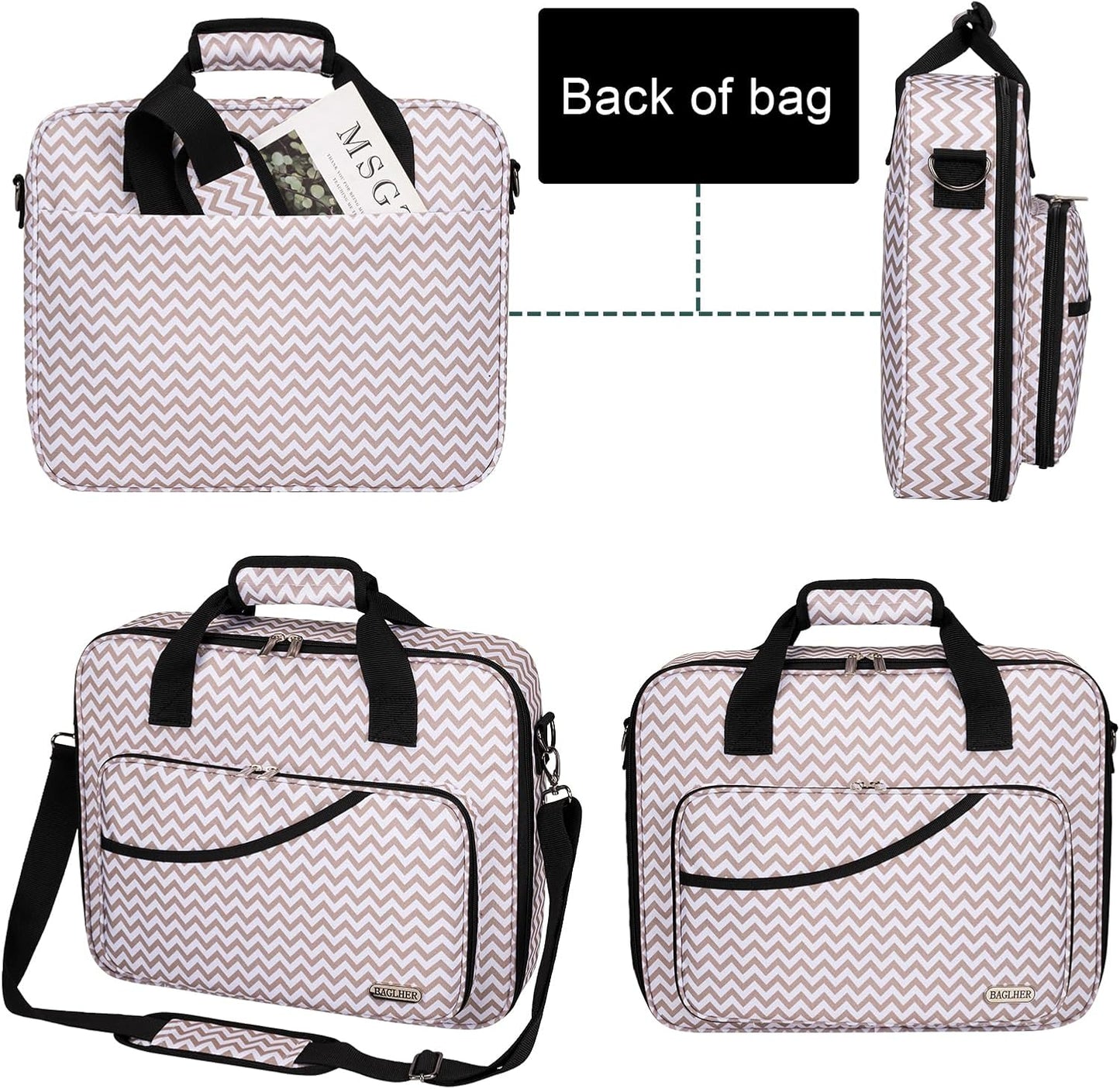 BAGLHER Cross Stitch & Embroidery Organizer Bag - Large Portable Project Storage with 3 Compartments, Travel Friendly Carrying Case for 11.2" Hoops, Threads, Supplies (Stripe)
