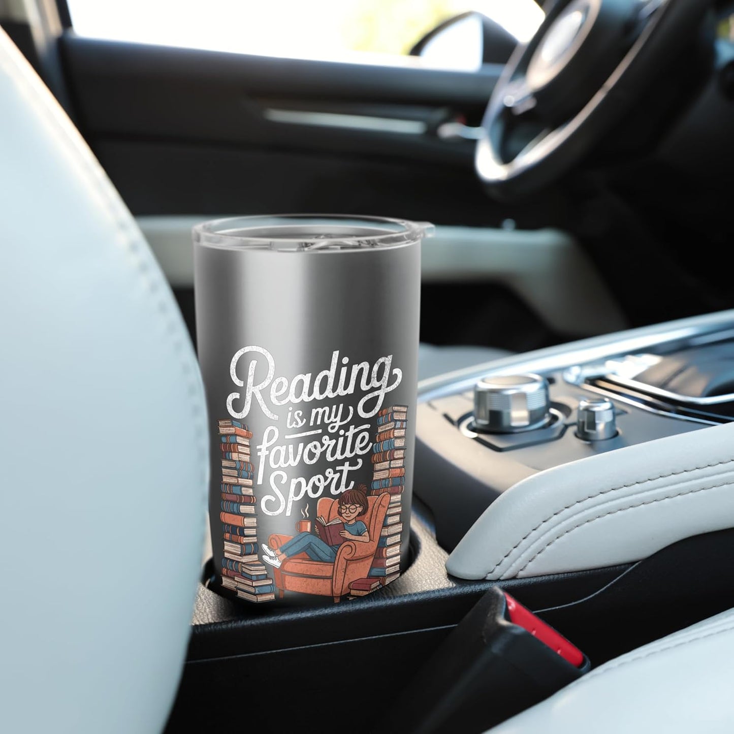 Reading is My Favorite Sport Retro Book Lover Girl Librarian Stainless Steel Insulated Tumbler