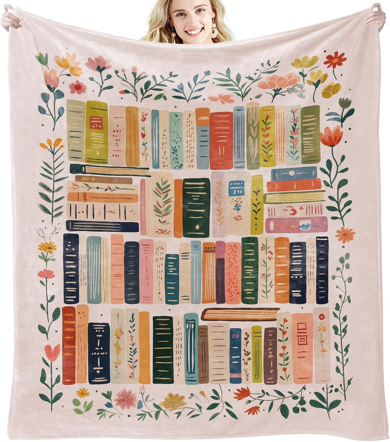 Book Lovers Gifts, Reading Blanket for Readers, Bookish Book Club Reading Librarian Gifts Blanket 60"x50" (Pink)