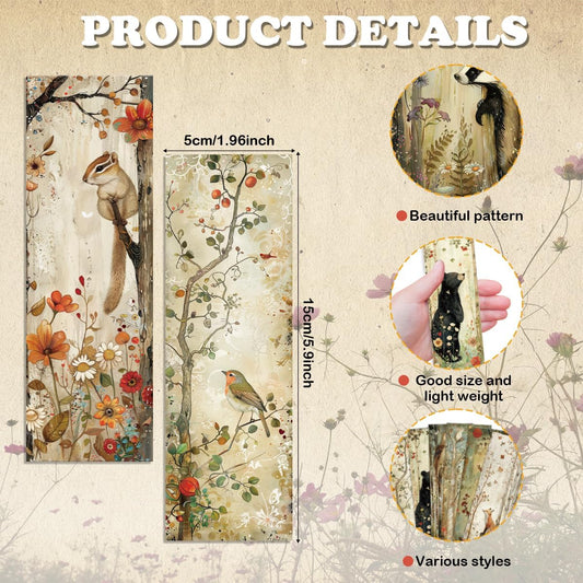 Woodland Animal Bookmarks Gifts - 100 Pcs Bulk Paper Bookmark Set for Reading Women Men, Cute Forest Theme Book Marks with Animal Designs