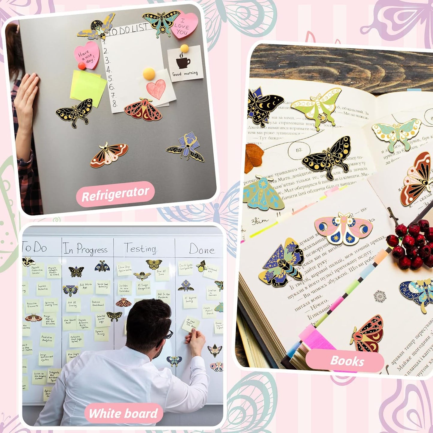 TaoBary 40 Pieces Butterfly Magnetic Bookmarks Cute Magnet Page Markers Bulk Foldable Page Clips for School Students Teachers, Book Lovers, Classroom Gifts, Women Office Reading(Vivid)