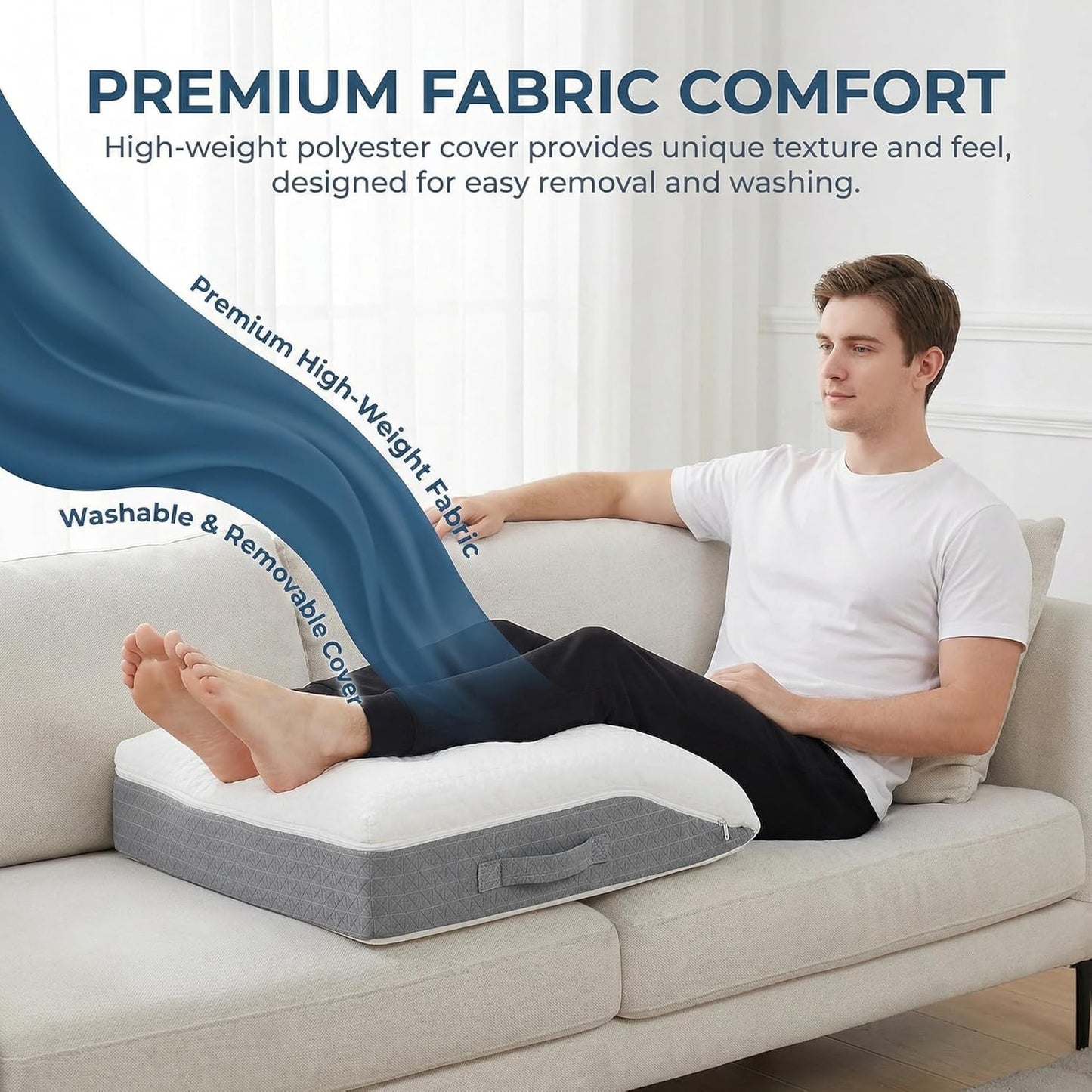 baibu Memory Foam Leg Elevation Pillow, Dual-Layer Patent Design Support Pillow to Raise Feet for Circulation, Leg Wedge Pillow for Sleeping, Knee Pillow for Knee Hip Ankle Pain Relief, 1PC