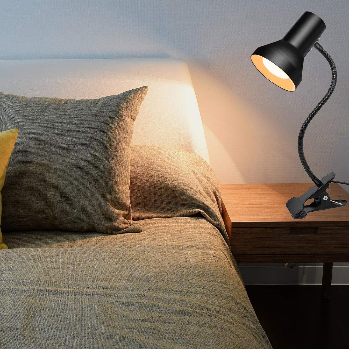 Desk Lamp Eye-Caring Table Lamps, 360°Rotation Gooseneck Clip on Lamp, Portable Reading Book Light, Clamp Light Eye-Caring Study Desk Lamps for Bedroom and Office Home Lighting