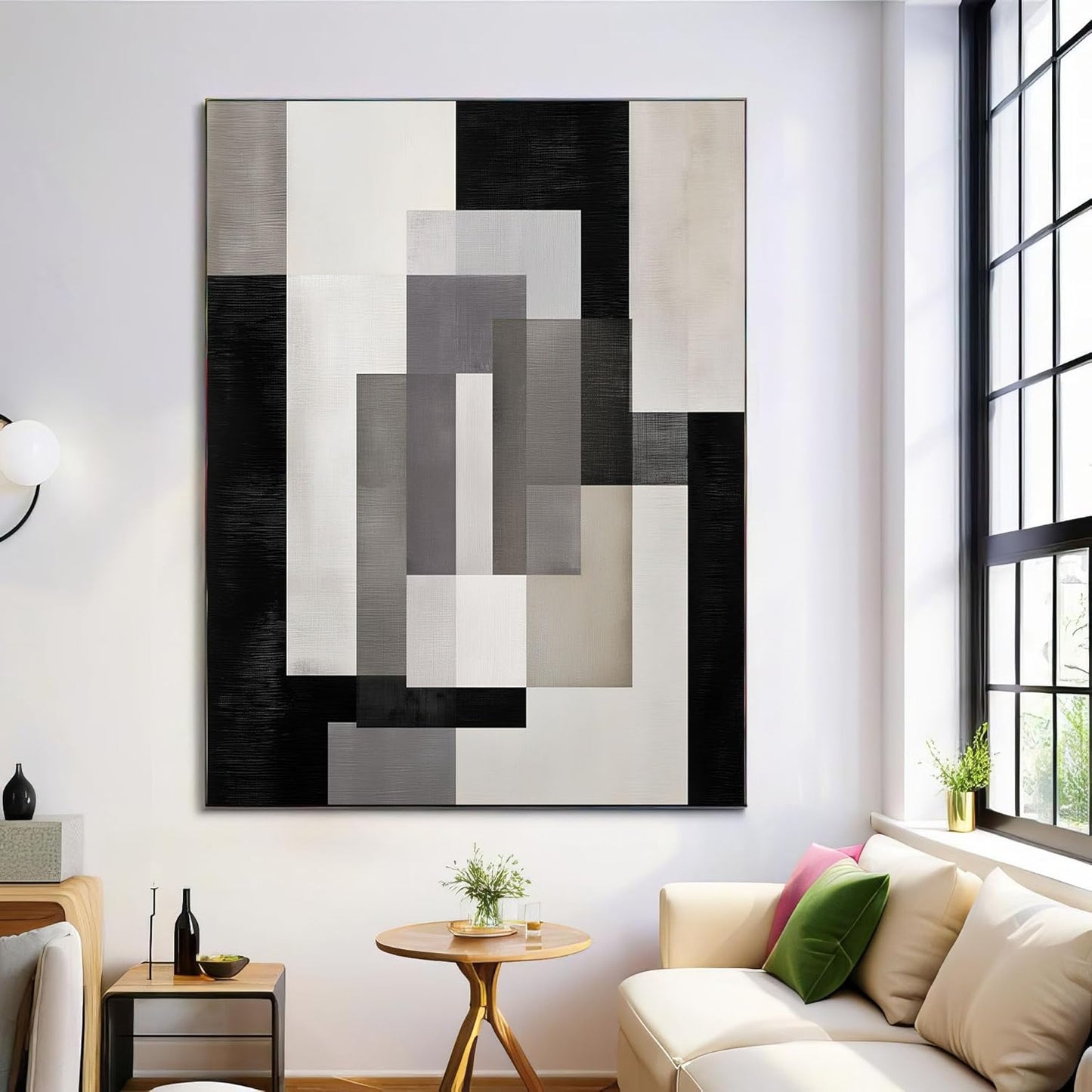 GDJSMIN Minimalist Design Wall Art, Abstract Geometric Squares Poster for Reading Room Living Room Decor 12x 16 inch Unframed