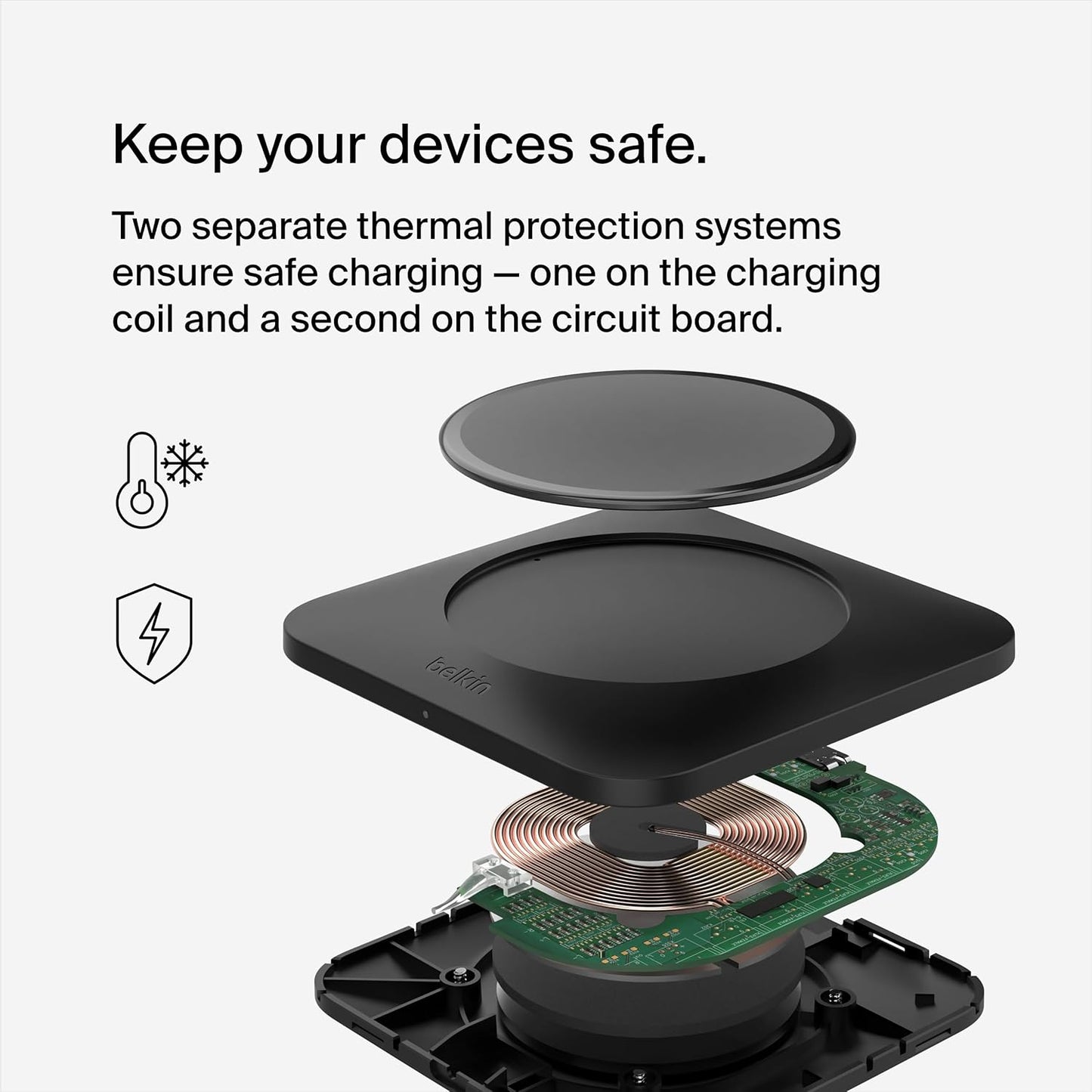 Belkin 15W Wireless Charger Qi-Certified, Non-Magnetic Easy Align Fast Wireless Charging Pad, Compact Charger for Apple iPhone, Samsung Galaxy, AirPods Pro, and Other Qi-Enabled Devices