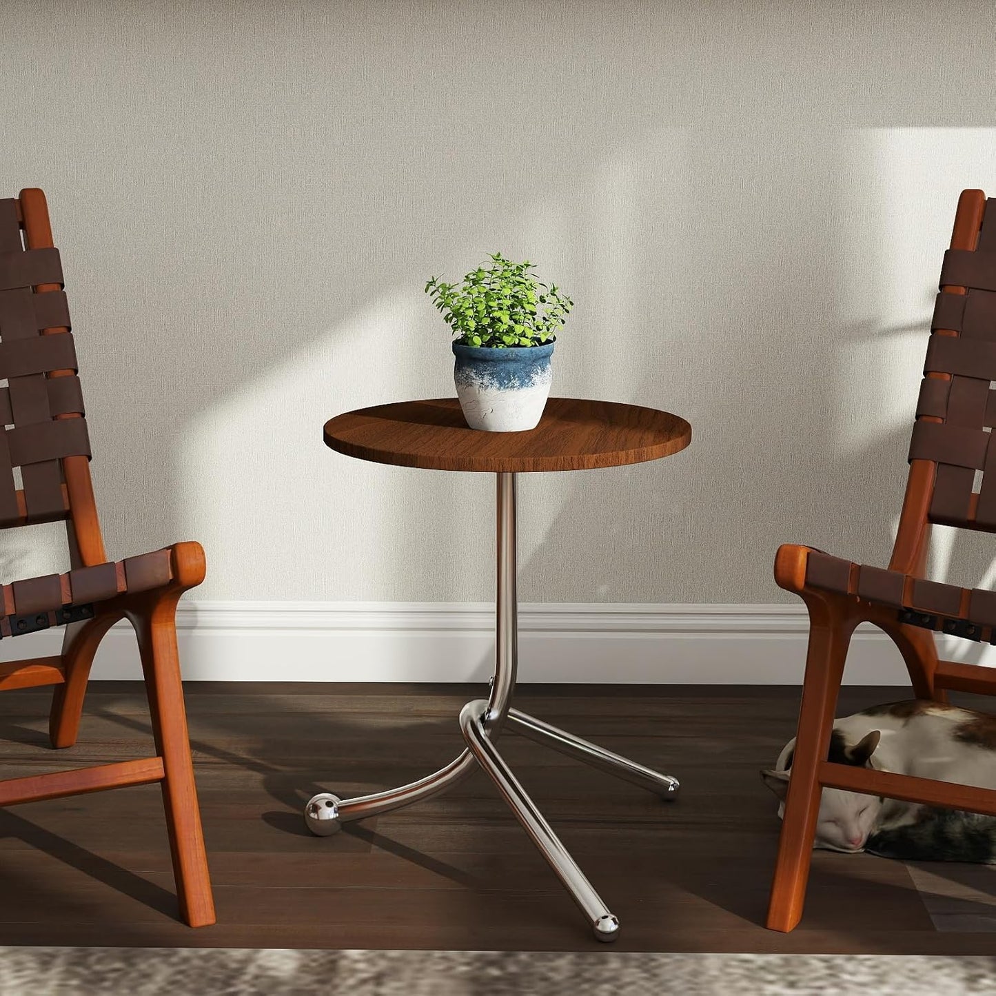 Small Round Side Table 15.75″x19.69″ - Modern End Tables for Small Spaces & Living Room