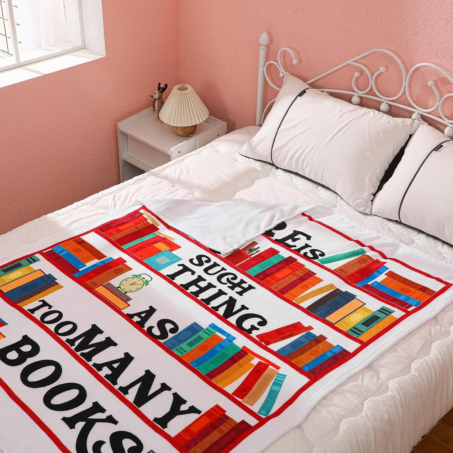 Preboun Book Lovers Gifts Flannel Blanket Librarian Blanket 60" x 50" Bookworm Book Accessories for Reading Lover Writers Club Gifts for Birthday