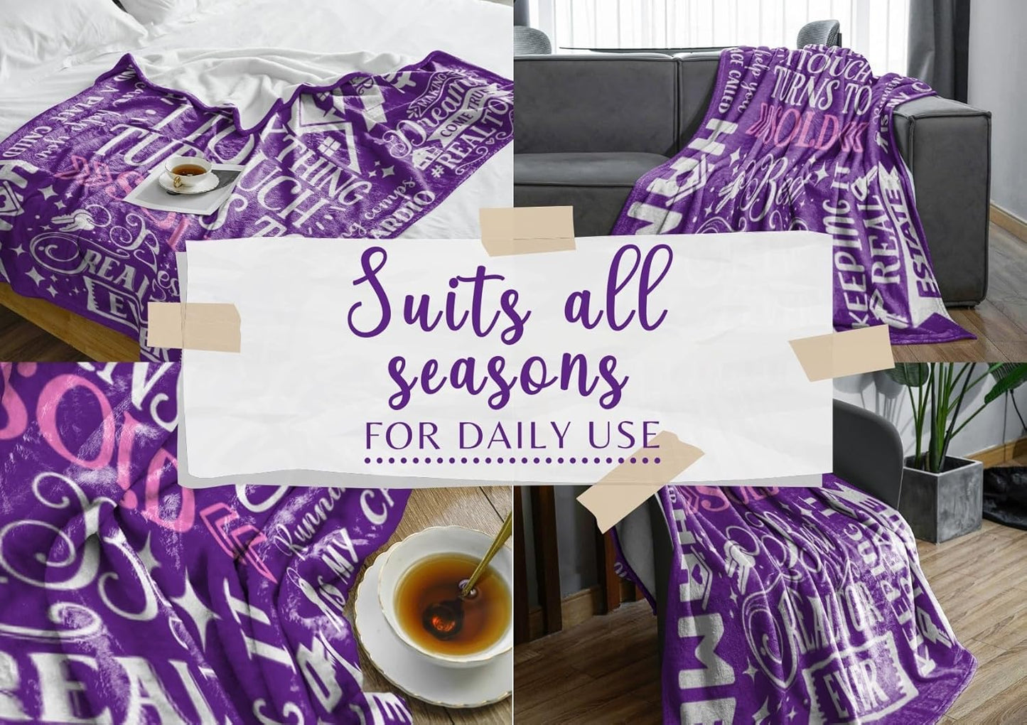 Realtor Gifts for Women, Throw Blanket for Real Estate Agent for Christmas, Birthday - 50" x 65"