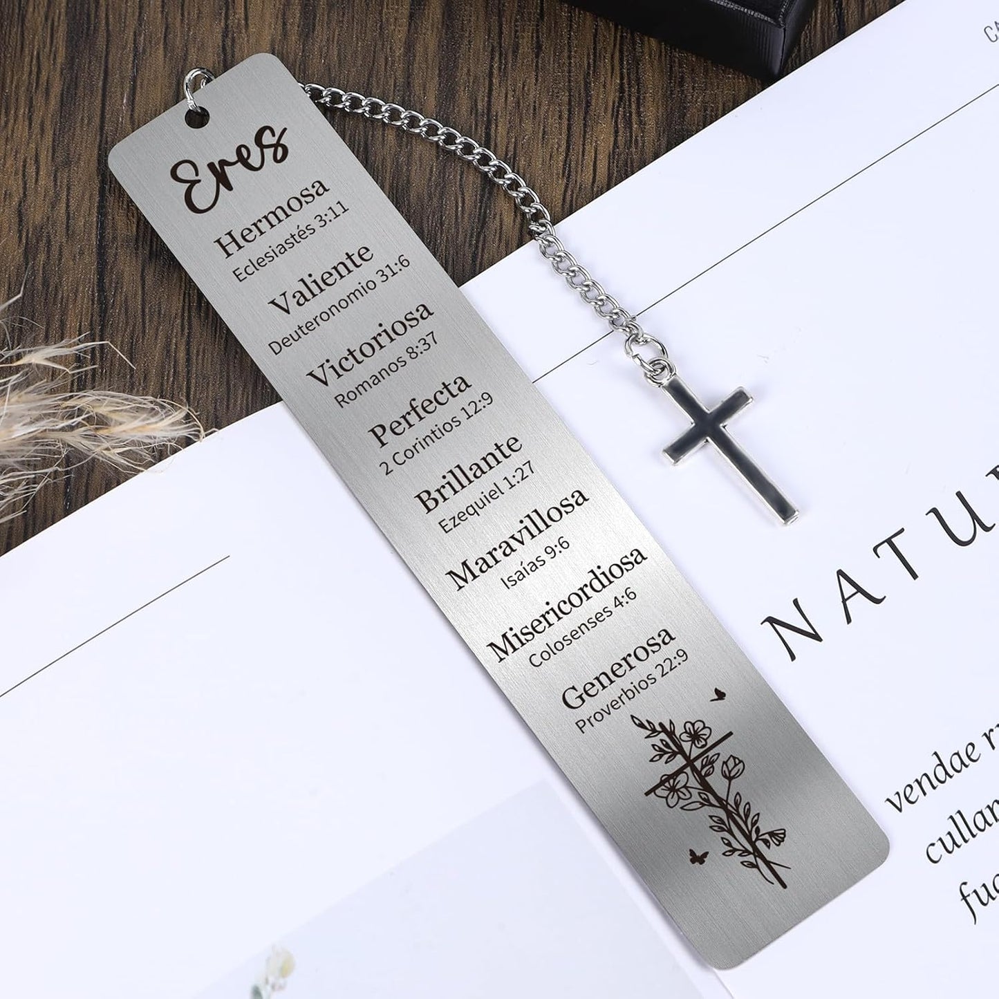 Spanish Christian Bookmark Gifts - Bible Verse Metal Book Marks Religious Biblical Inspirational Page Marker for Reading Women Men Prayer School Birthday Baptism First Communion Graduation