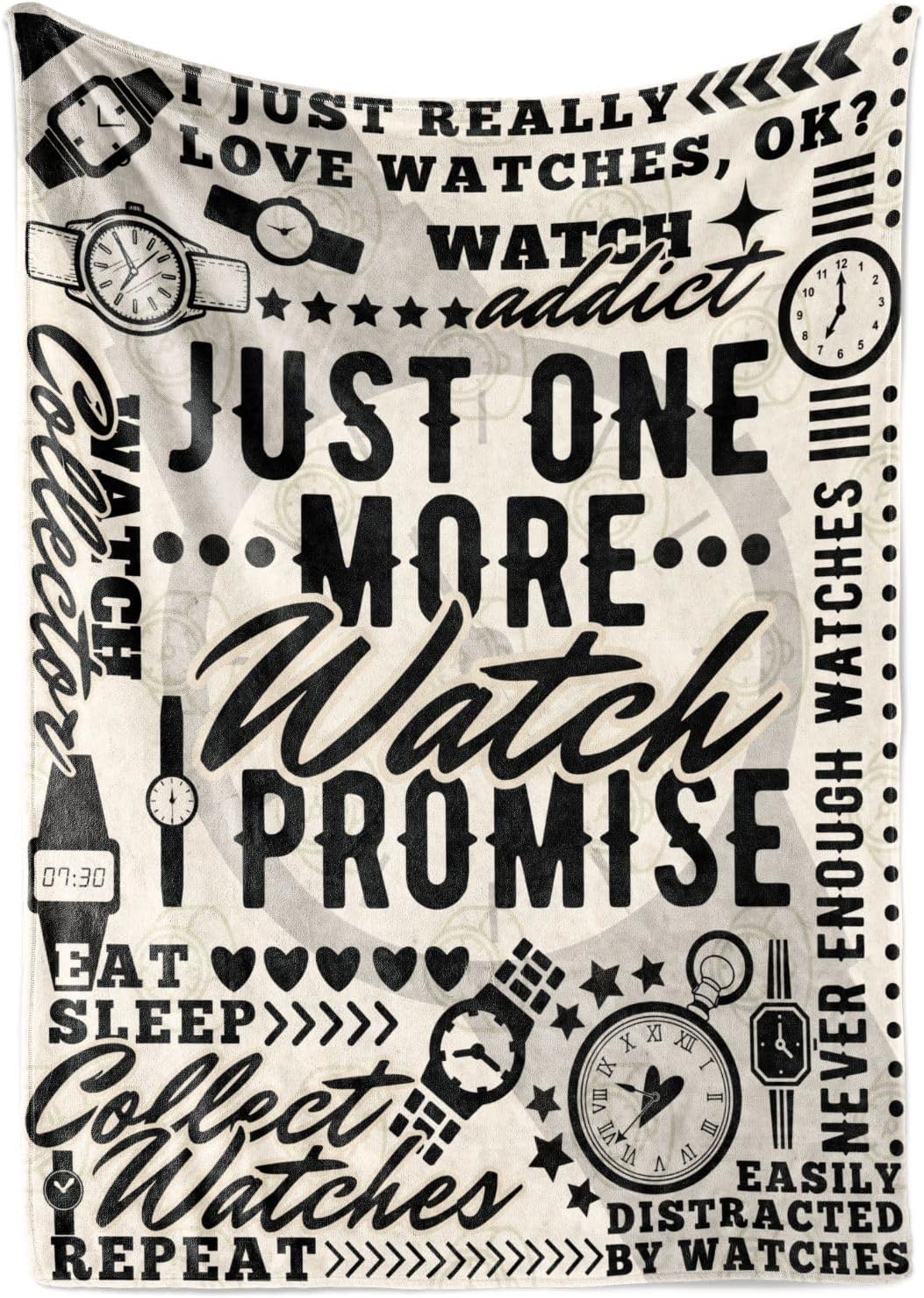 Watches Collector Gifts, Flannel Blankets Throws for Watch Collectors, Watch Lovers, Perfect for Birthday Christmas Thanksgiving, 50" x 65"