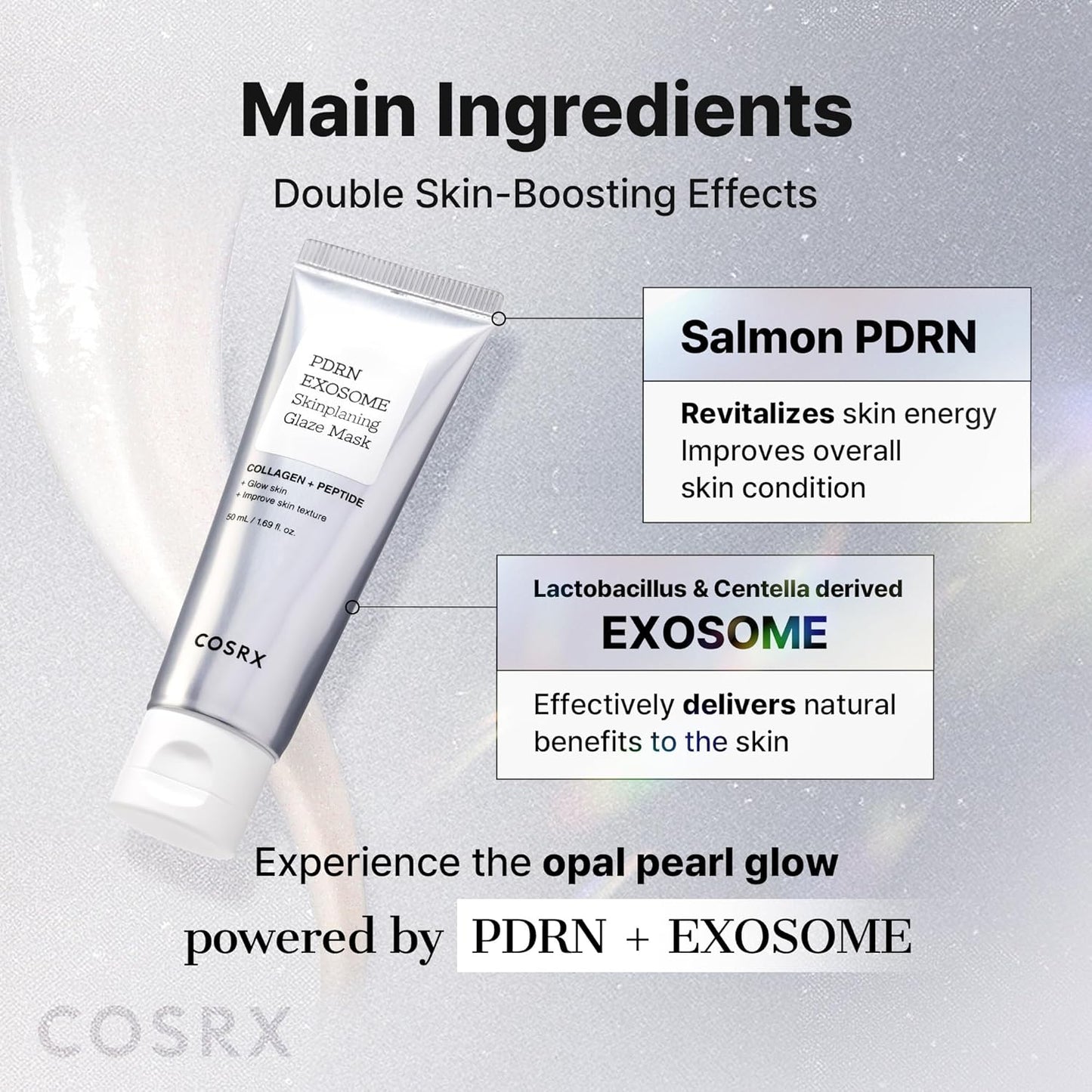 COSRX PDRN EXOSOME Glaze Wrapping Mask with SALMON DNA PDRN, Easy Peel-Off Overnight Mask for Glass Skin, Firmness, Elasticity & Skin Texture Care,1.69 fl. Oz, Korean Skin Care