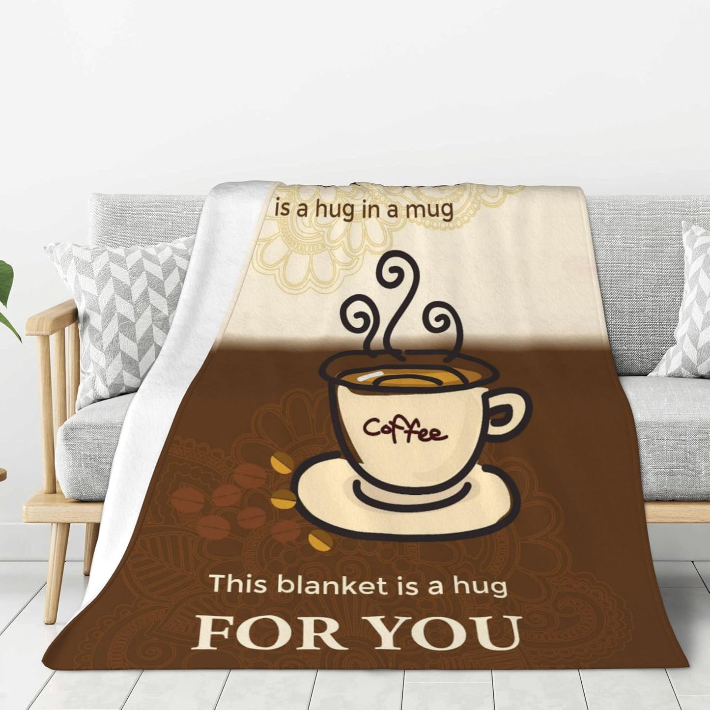 Coffee Lover Gifts, Gifts for Coffee Lovers, Cafe Gift Blanket 50"X60" for Bed Sofa Living Room Couch Home Decor, Hug Blanket for Women or Man