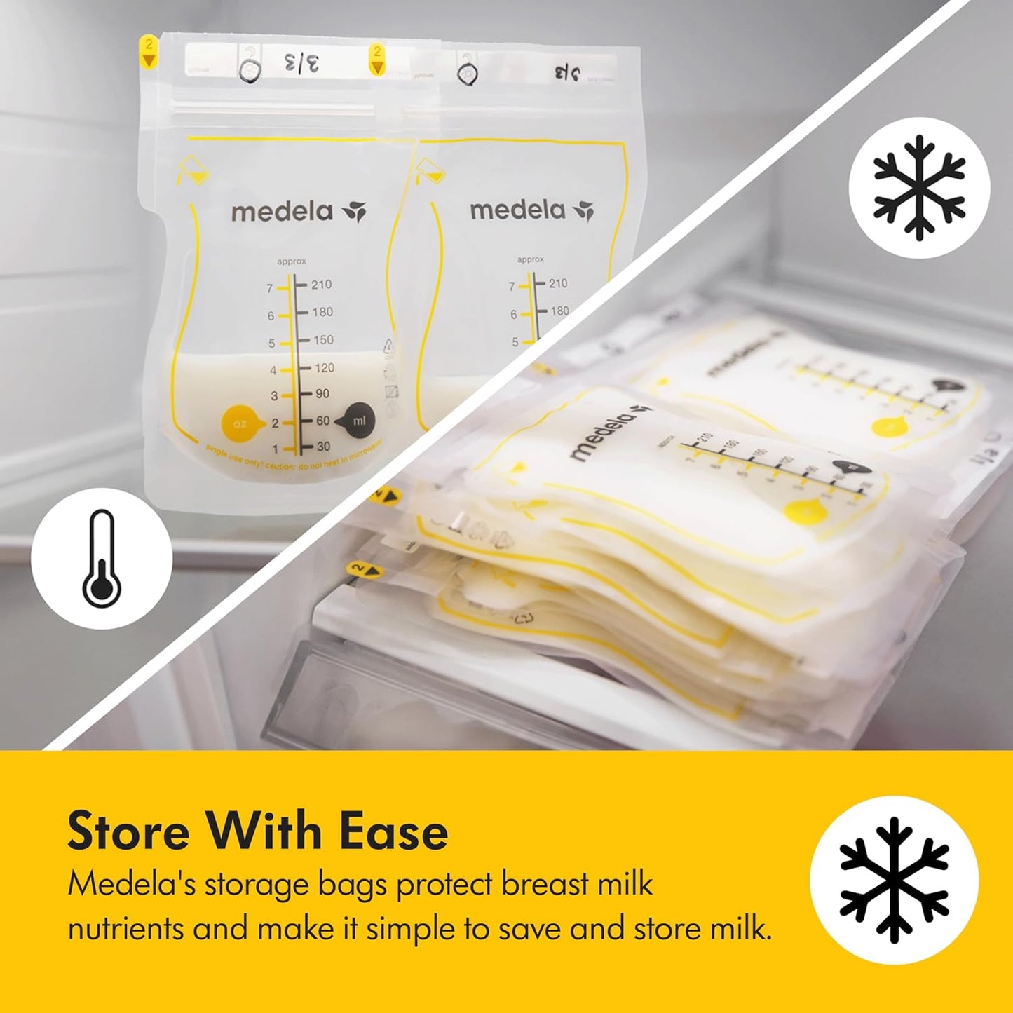 Medela Easy Pour Breastmilk Storage Bags 100 Count 7oz/210ml Disposable, Leakproof, Fast Freeze, Breast Milk Protection Recyclable & BPA Free