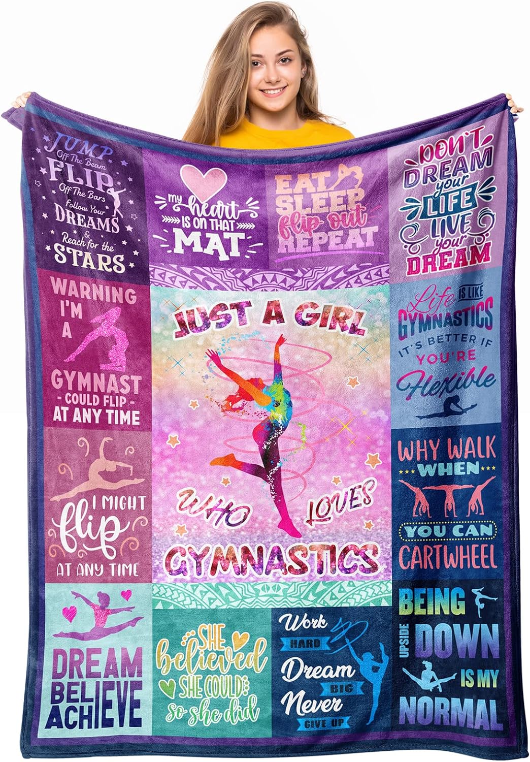 Gymnastics Gifts for Girls, Girls Gymnastics Stuff Blanket Gifts, Gymnastics Christmas Birthday Gifts Throw Blanket 60" x 50"