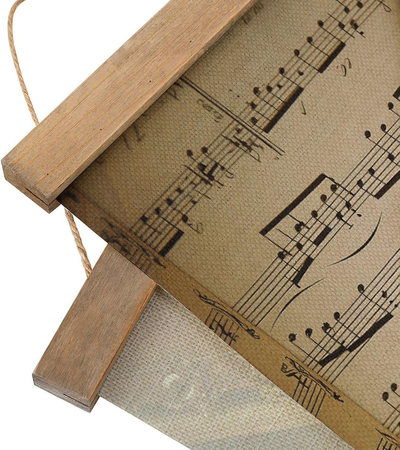Vintage Flute Music Poster with Wooden Frame Personalized Linen Hanging Scroll Painting Rustic Wall Hanging Illustrative Modern Artwork Decor for Home Living Room Bedroom Office