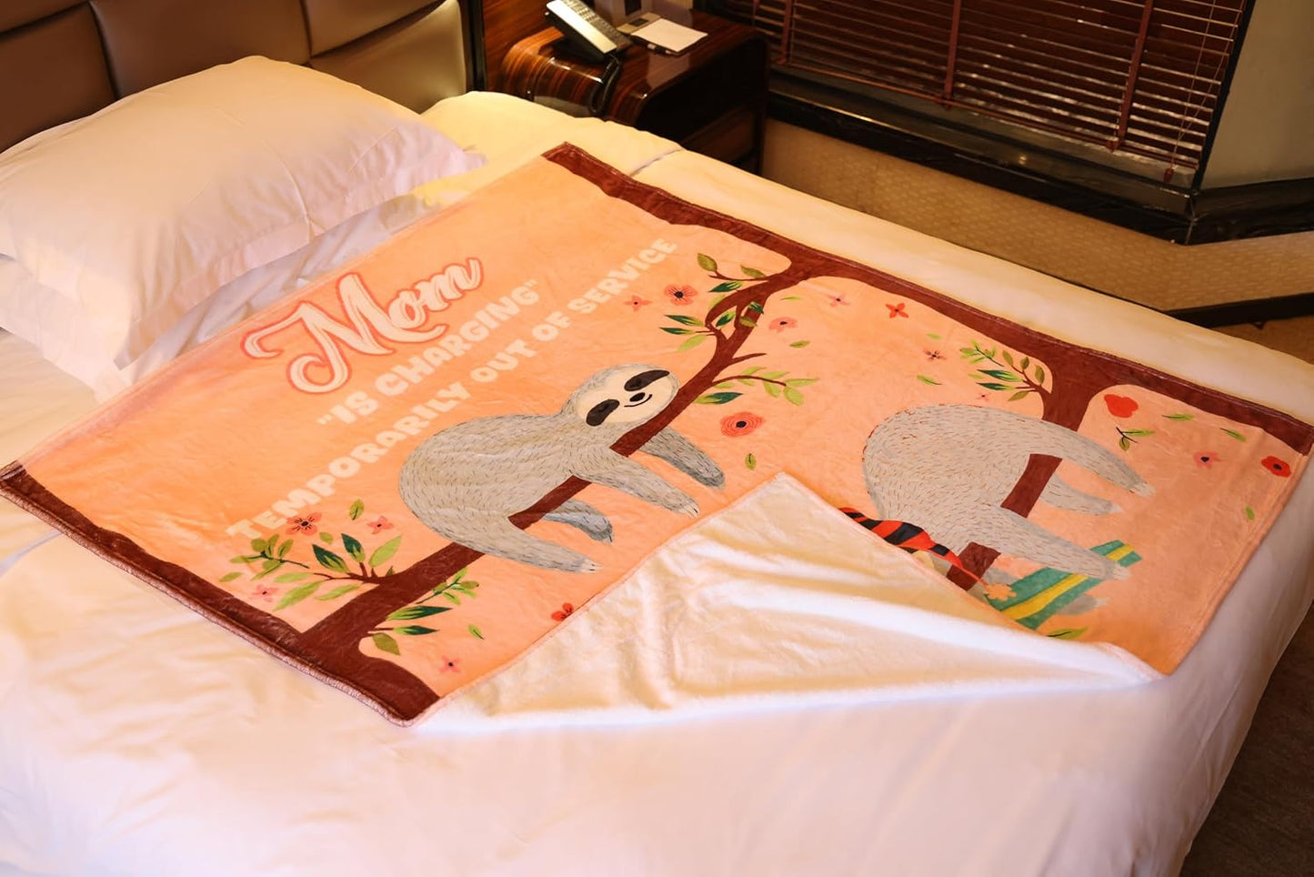 Funny Mom Birthday Gifts, Mom is Charging Sloth Blanket 60"x50", Present for Moms from Daguther Son, Moms Gifts for Mothers Day Christmas, Super Soft Throws Blanket for Mother