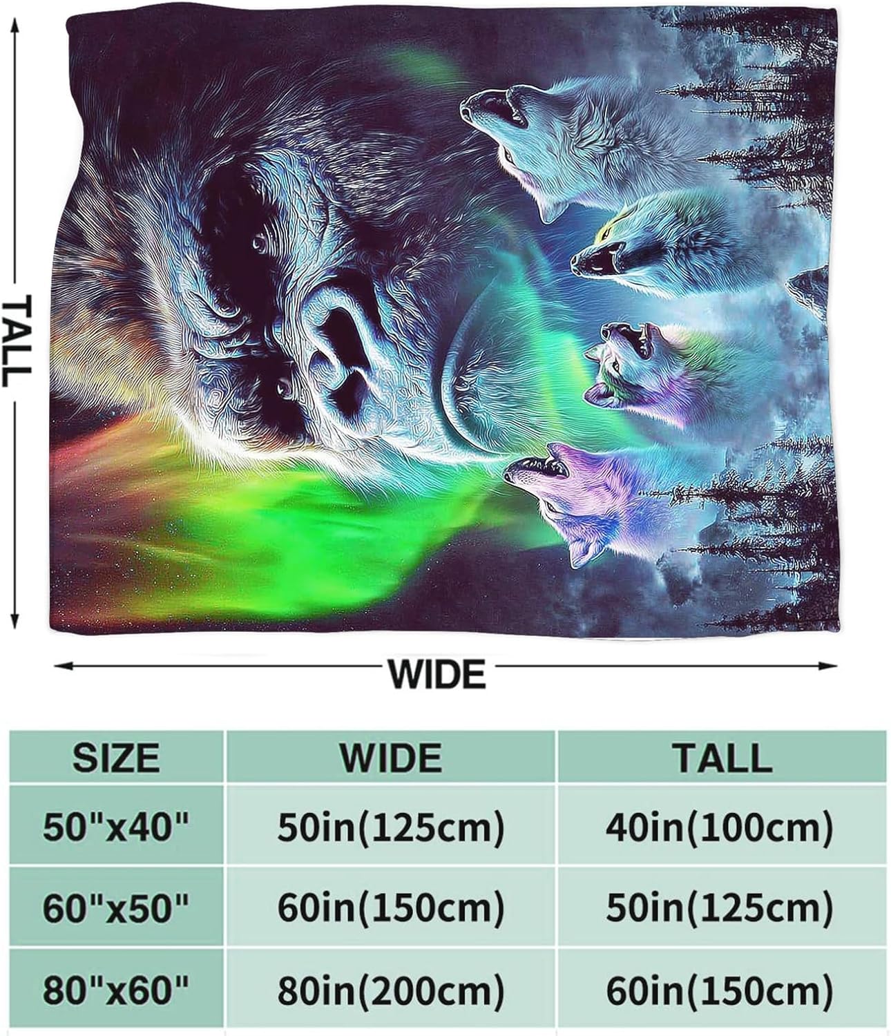 Gorilla Wolf Blanket for Girls Women Boys Men Adults Kids Soft Cozy Fleece Aurora Chimpanzee Foot Throw Blankets Gifts Warm Flannel Plush Lightweight Decor for Couch Bed Sofa 50"X40"