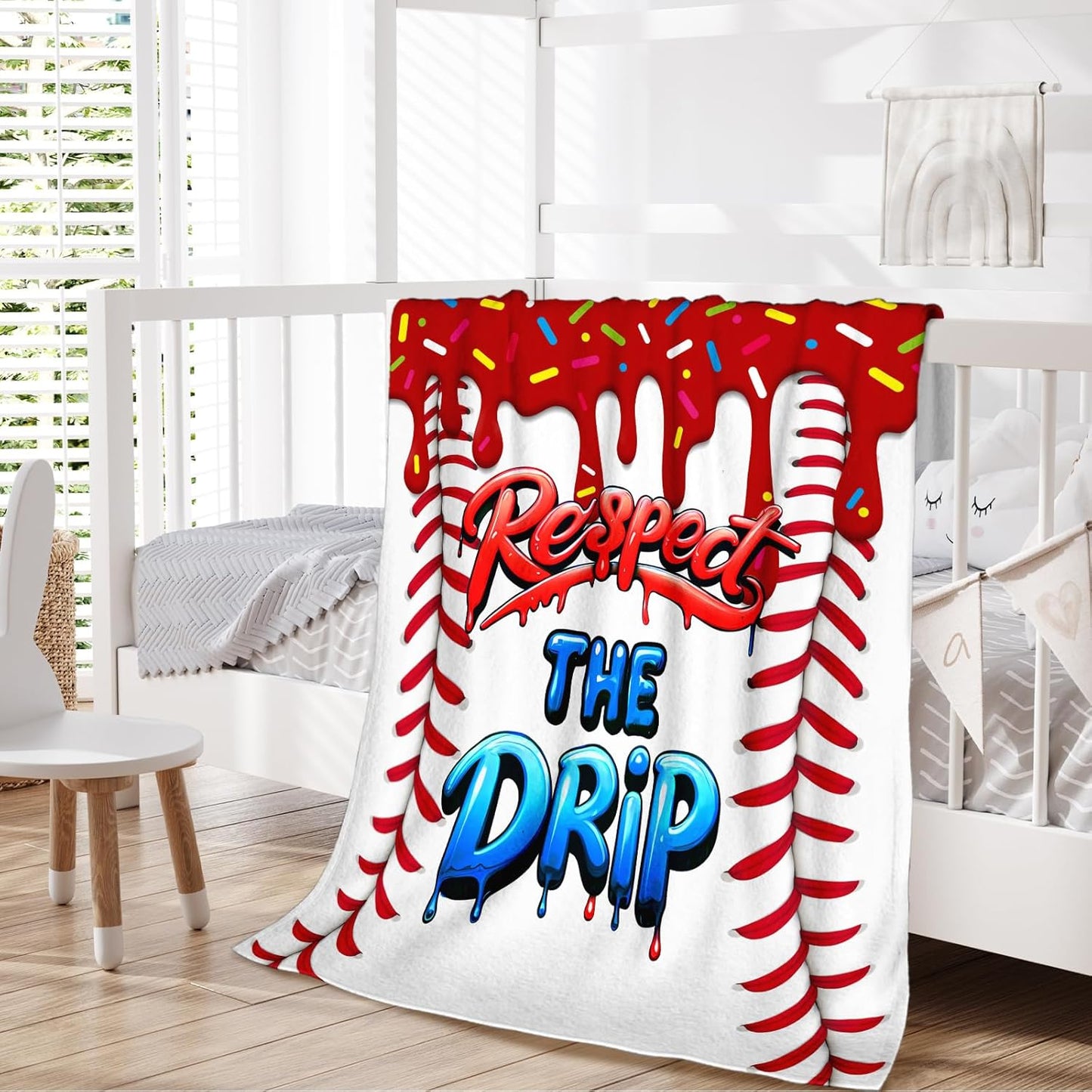 Kids Blanket for Gift Baseball Blankets for Girls 3-5 Gifts for Birthday Daughter on Bed Sofa, Cozy 50 x 40 Inches Ice Cream Baseball Flannel Throws for Living Room Garden