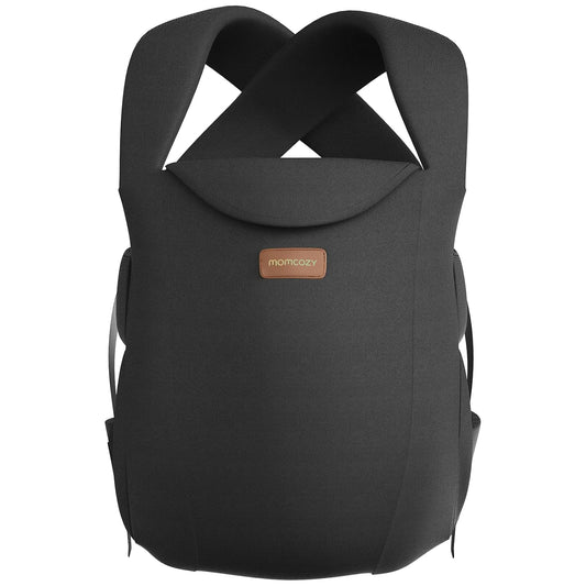 Momcozy Newborn Carrier WeeSnug- Lightweight and Cozy Comfort for 7-25 lbs, Ergonomic Cross-Back Support, Effortless to Put On, Hands-Free Baby Carrier with Lumbar Support, Black