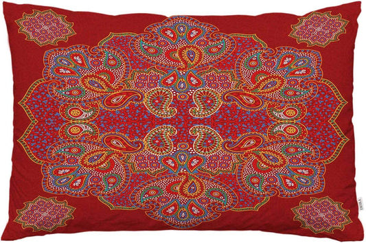 EKOBLA Throw Pillow Cover Red Paisley Floral Mandala Retro Ethnic Series Medallion Bohemian Boho Style Decor Lumbar Pillow Case Cushion for Sofa Couch Bed Standard Queen Size 20x30 Inch