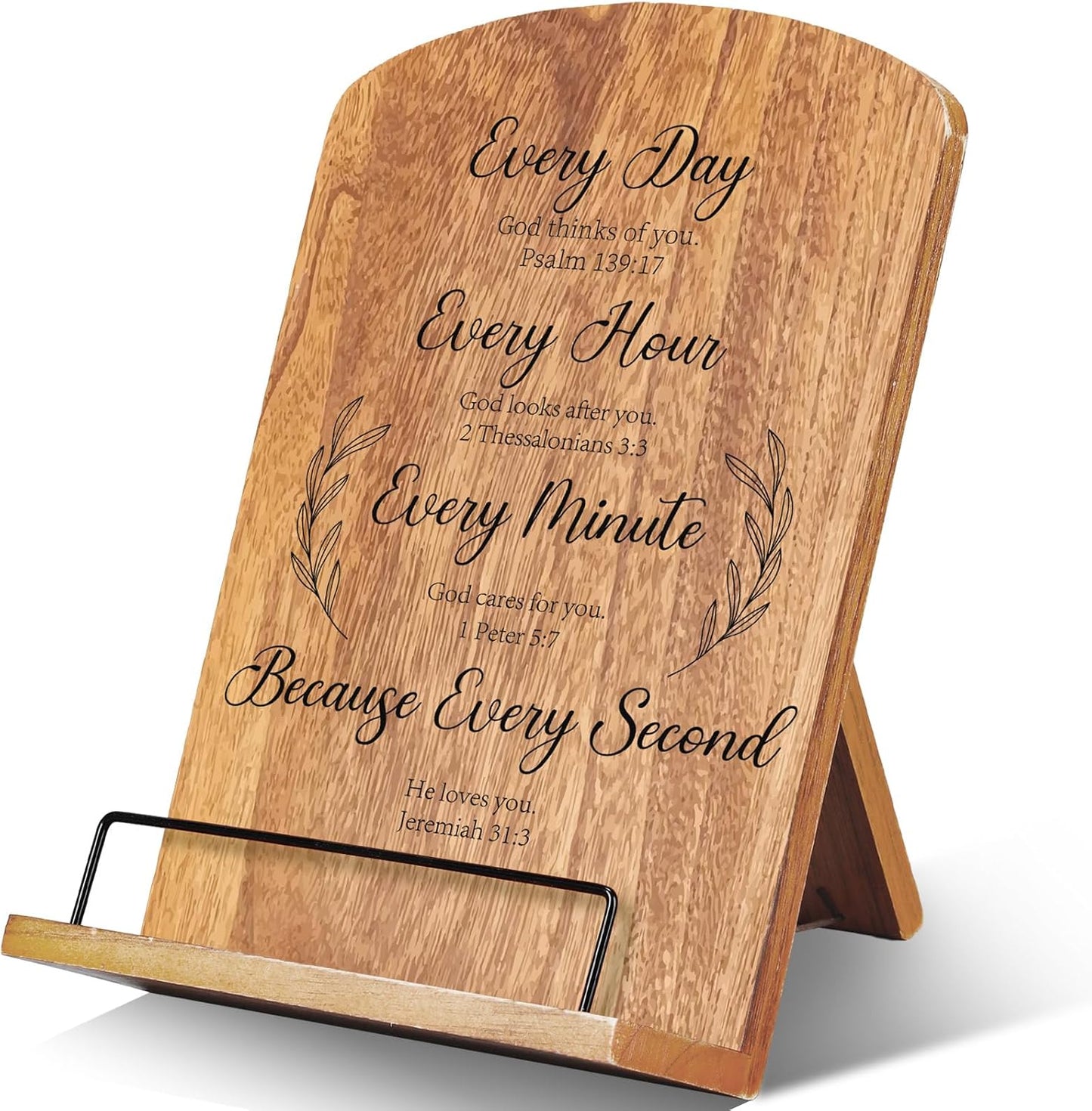 Bible Verse Cookbook Stand for Kitchen Counter Adjustable Recipe Book Holder Wood Tablet Stand Foldable Cookbook Holder Kitchen Decoration for Easter Wedding Mother Grandma Women Gift