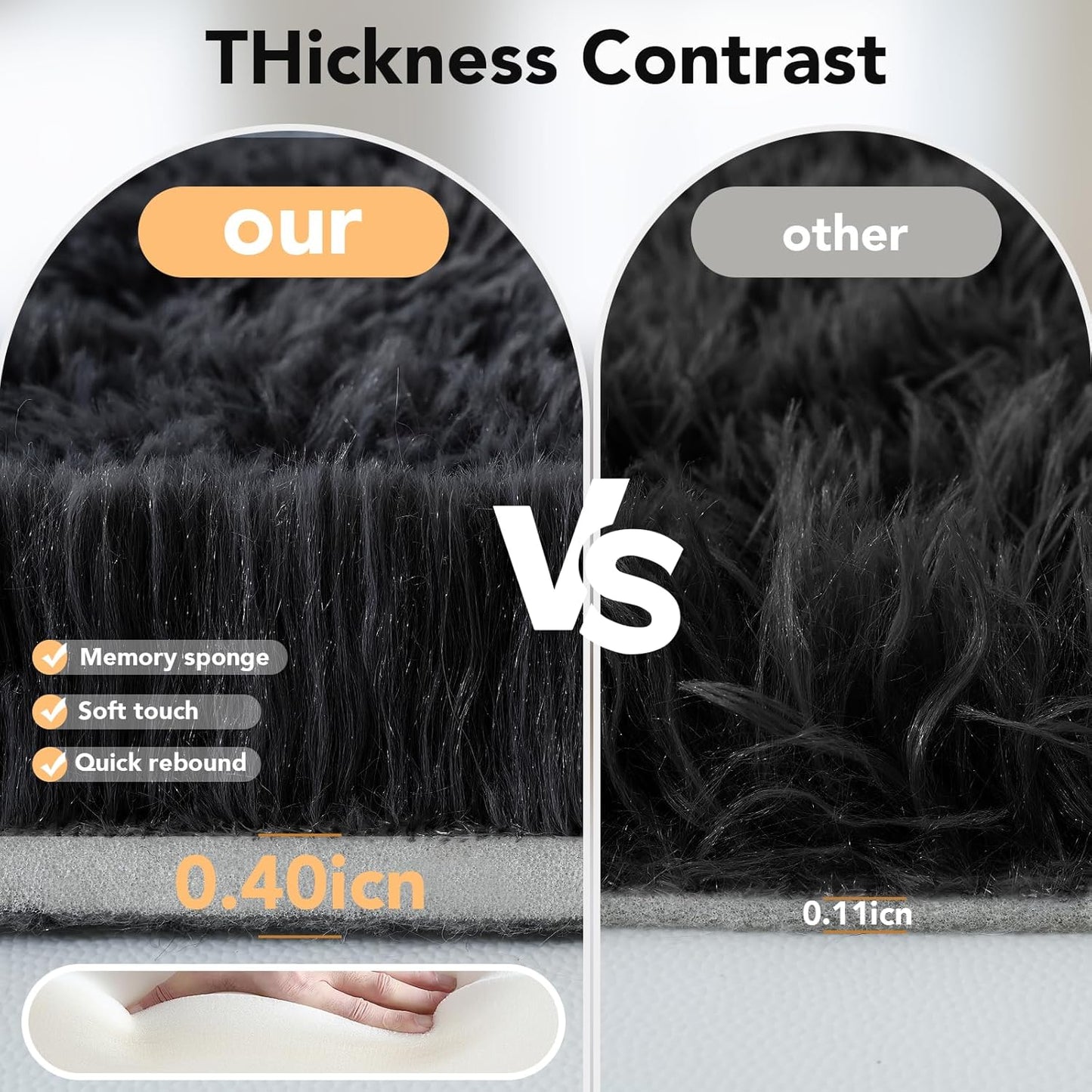 Fluffy Rugs 5x8 Black for Bedroom: Shag Area Rugs for Bedroom- Area Rugs 5x8 Plush Soft for Living Room- Shag Fuzzy Carpets for Nursery ((Black, 5x8Feet