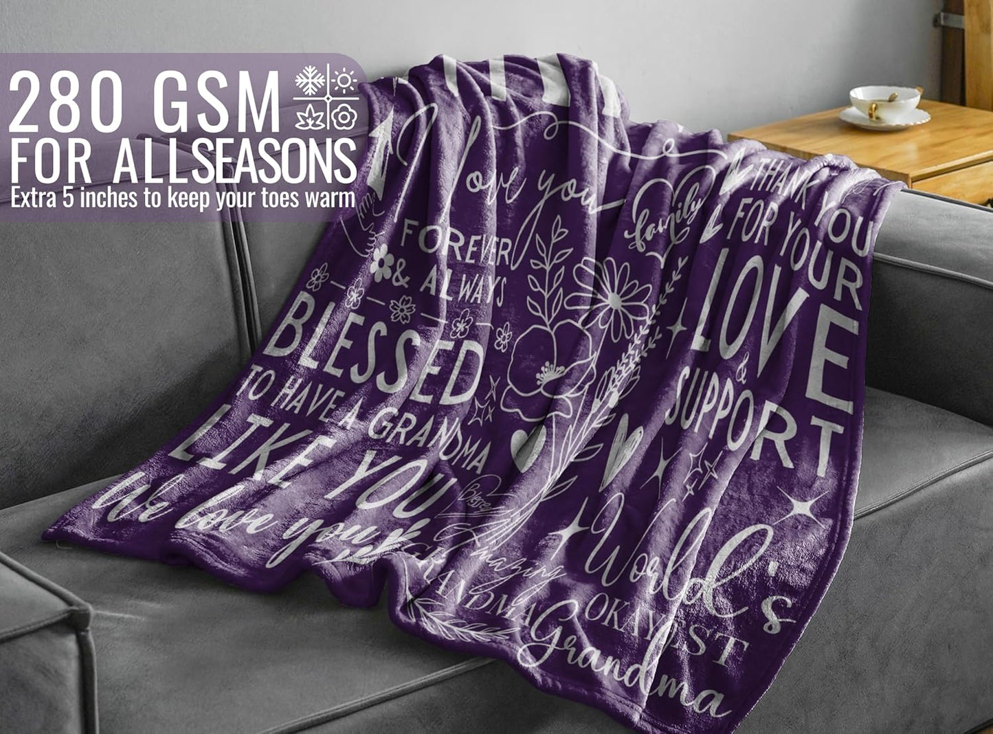 Granny Gifts for Grandma on Mothers Day, Soft Flannel Blanket, 65 x 50 inches