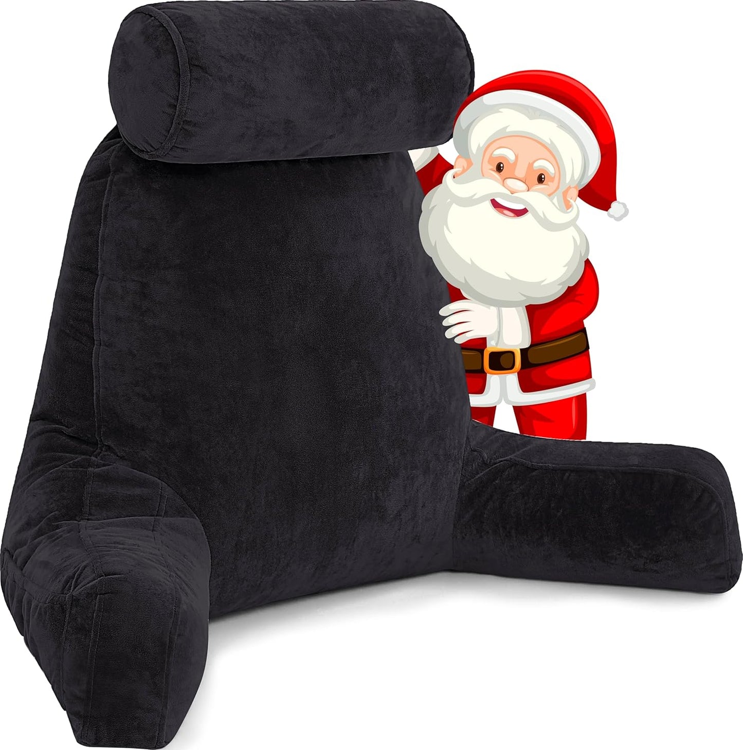 Husband Pillow XXL The Original for Adults - 30" Tall Backrest for Sitting Up in Bed - Firm Support Reading & Bed Rest Pillows for Adults, Neck Roll, Removable Cover - TV - Black