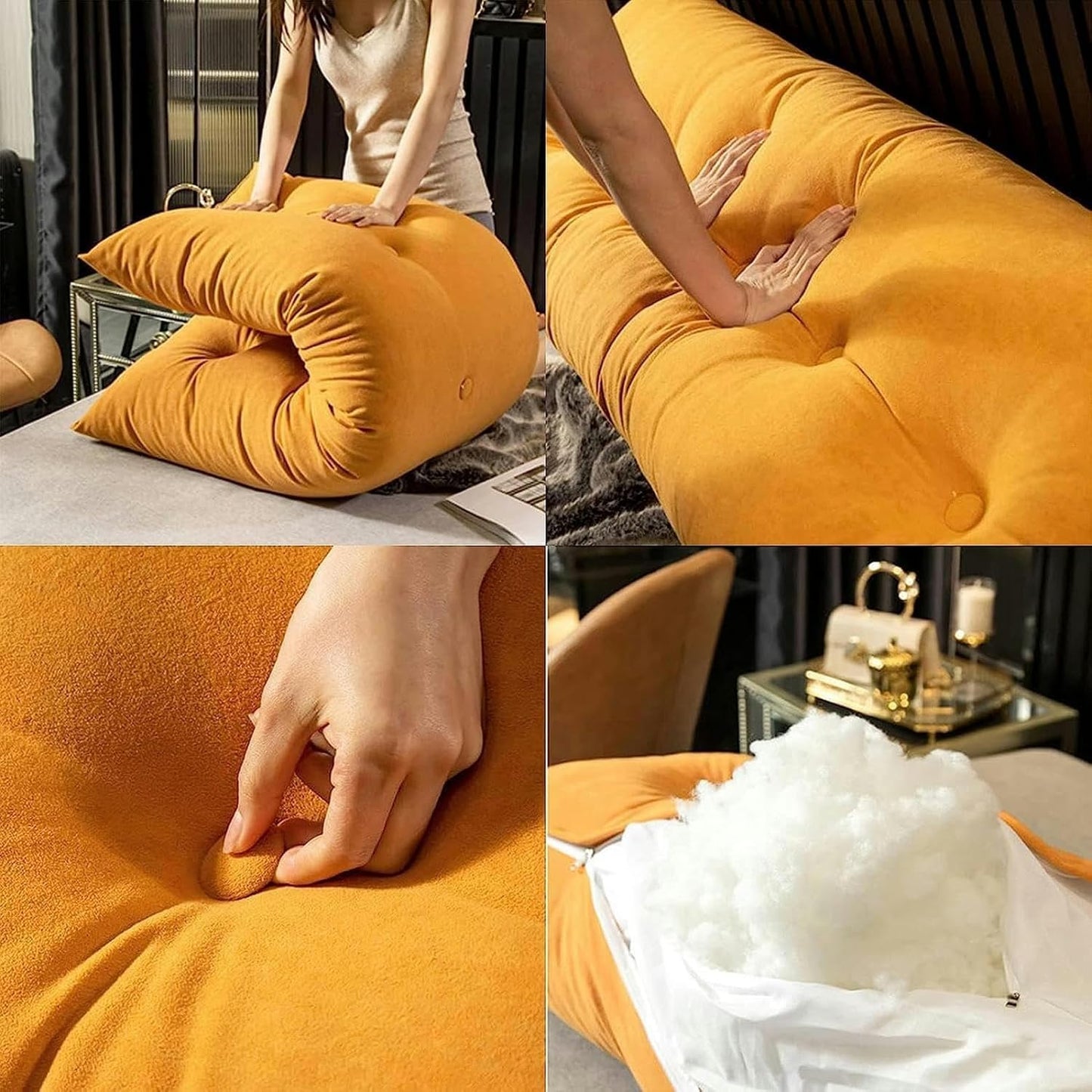 Reading Pillows Velvet Bolster Lumbar Support Back Long Cushion, Solid Color Wedge Headboard Triangular Backrest, PP Cotton Filled Rest Daybed Pillow, Removable Washable, 180cm/70inch