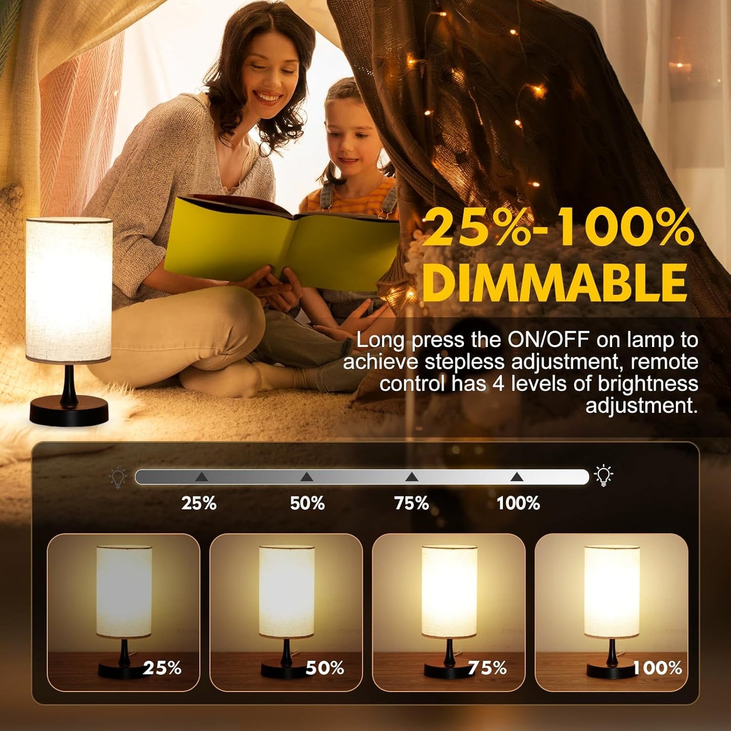 Light Therapy Lamp, 10000 Lux Lamp with Remote Control, 3 Color Temperature & 4 Brightness Level & Timer, Daylight Lamp for Home, Office, Decoration(Black Base Linen Shade)