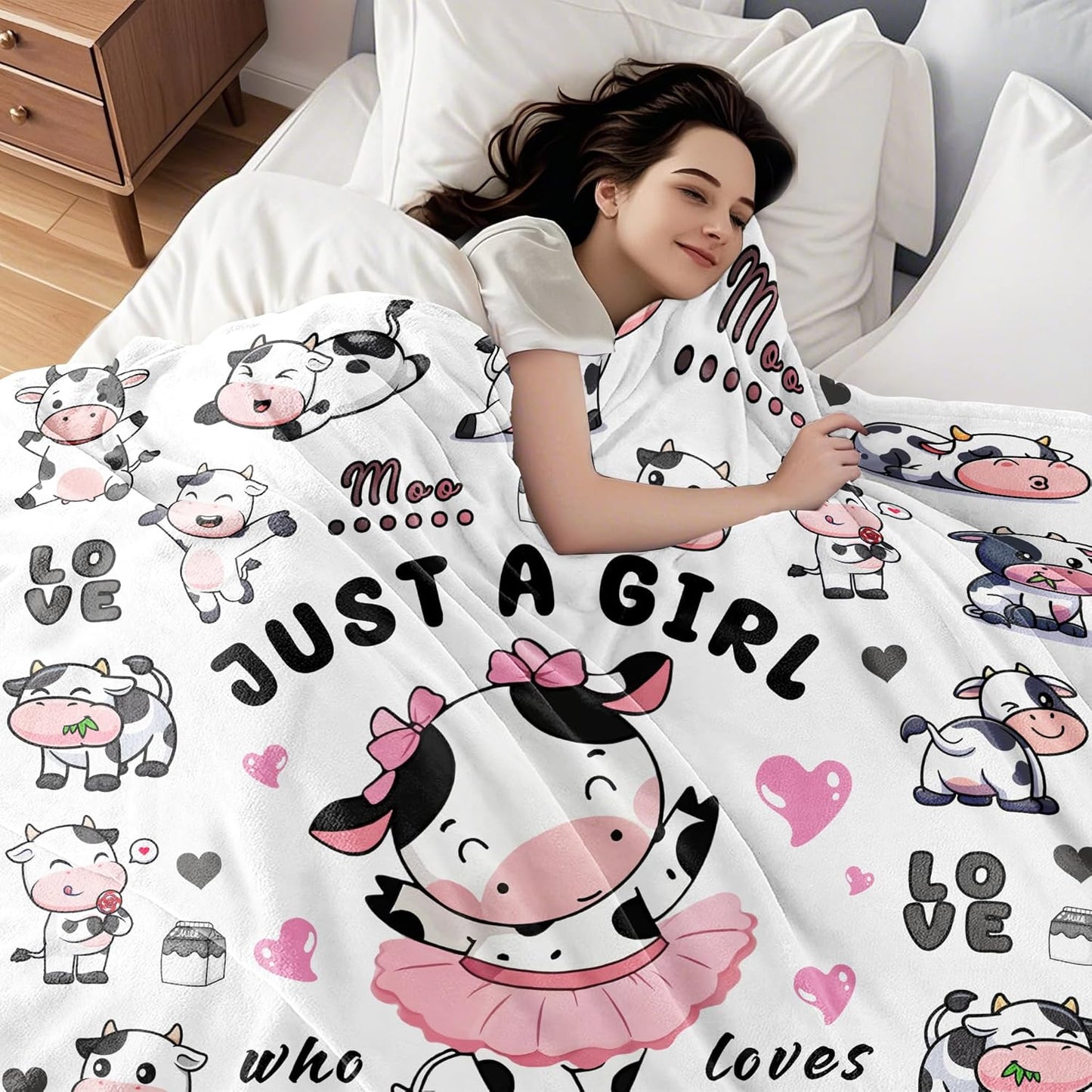 Cow Blanket Gifts for Girls Women Cow Gifts for Cows Lovers Soft Cozy Flannel Cows Print Throw Blanket Birthday Bedding Decor for Kids Adults 60"X50"