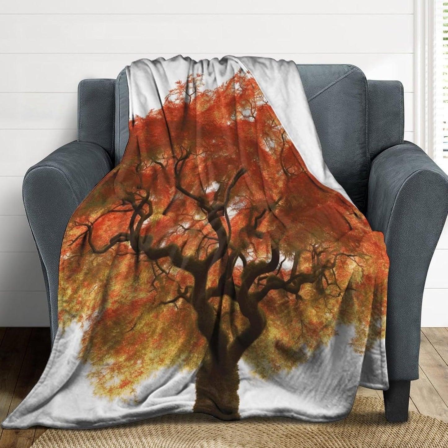 Maple Tree Throw Blanket for Couch Super Soft Warm Lightweight Throw Blankets Cozy Flannel Bed Blanket Cute Decorative Blankets for All Seasons Home Decor Gift 40"*50" （100 * 130cm）