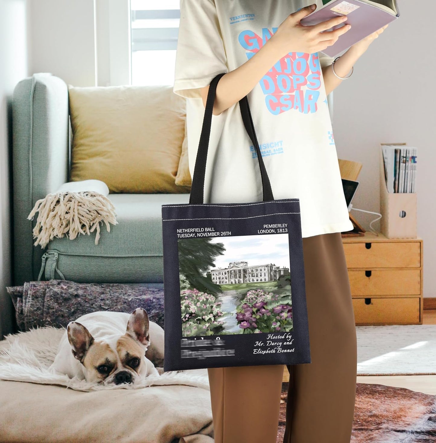 ENSIANTH Pride Reader Book Sleeve Prejudice Book Lover Gift JA Novelist Bookworm Book Cover with Zipper Book Club Gift (Pride B Bag)