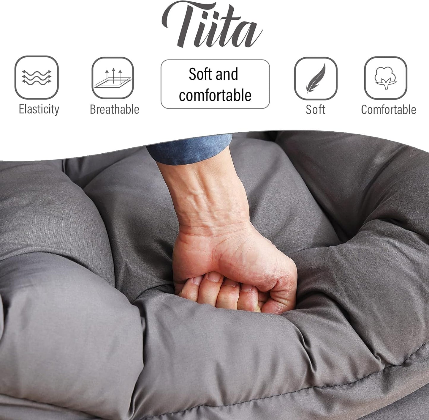 Tiita Lazy Chair with Ottoman, Gray Modern Large Accent Chair, Comfy Leisure Sofa Armchair with Ottoman, Reading Chair with Footrest for Bedroom, Living Room, Dorm Rooms, Garden Dark Grey