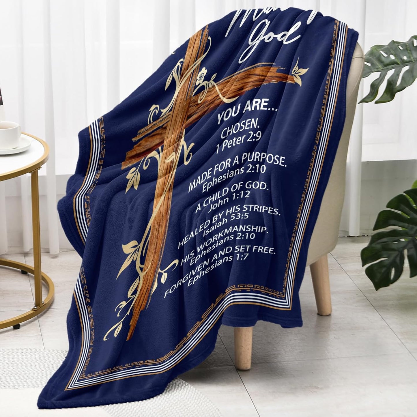Christian Gifts for Men - Religious Throw Blanket with Bible Verse 60"x50", Religious Gifts for Men Dad Grandpa Pastor Husband Boyfriend, Comforting Faith Gift for Husband Veterans.