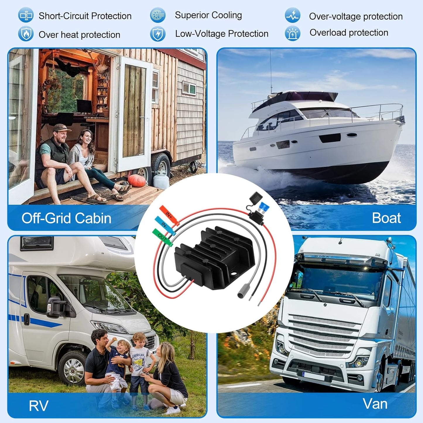 Starlink Mini Power Supply Starlink Mini 12V Adapter 12V/24V to 30V 3.5A, Waterproof DC Step Up Converter with Female Plug 9-28V Input for RV/Off-Grid/Marine, Starlink Mini Accessories