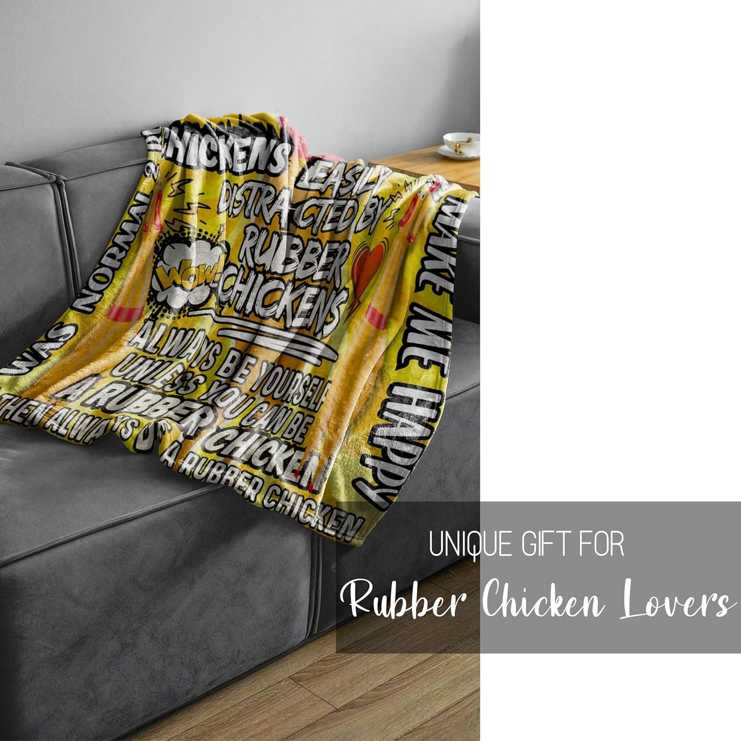 Rubber Chicken, Giant Rubber Chicken, Flannel Throw Blanket for Adults, Sons, Brothers, Best Friends, Coworkers, 50 X 65 Inches
