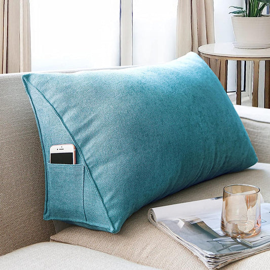 Large Wedge Pillow Lumbar Support Cushion for Bed Headboard Sofa, Back Positioning Backrest,Soft Reading Pillow with Breathable Removable Washable Cover(Size:50x20x35cm,Color:C)