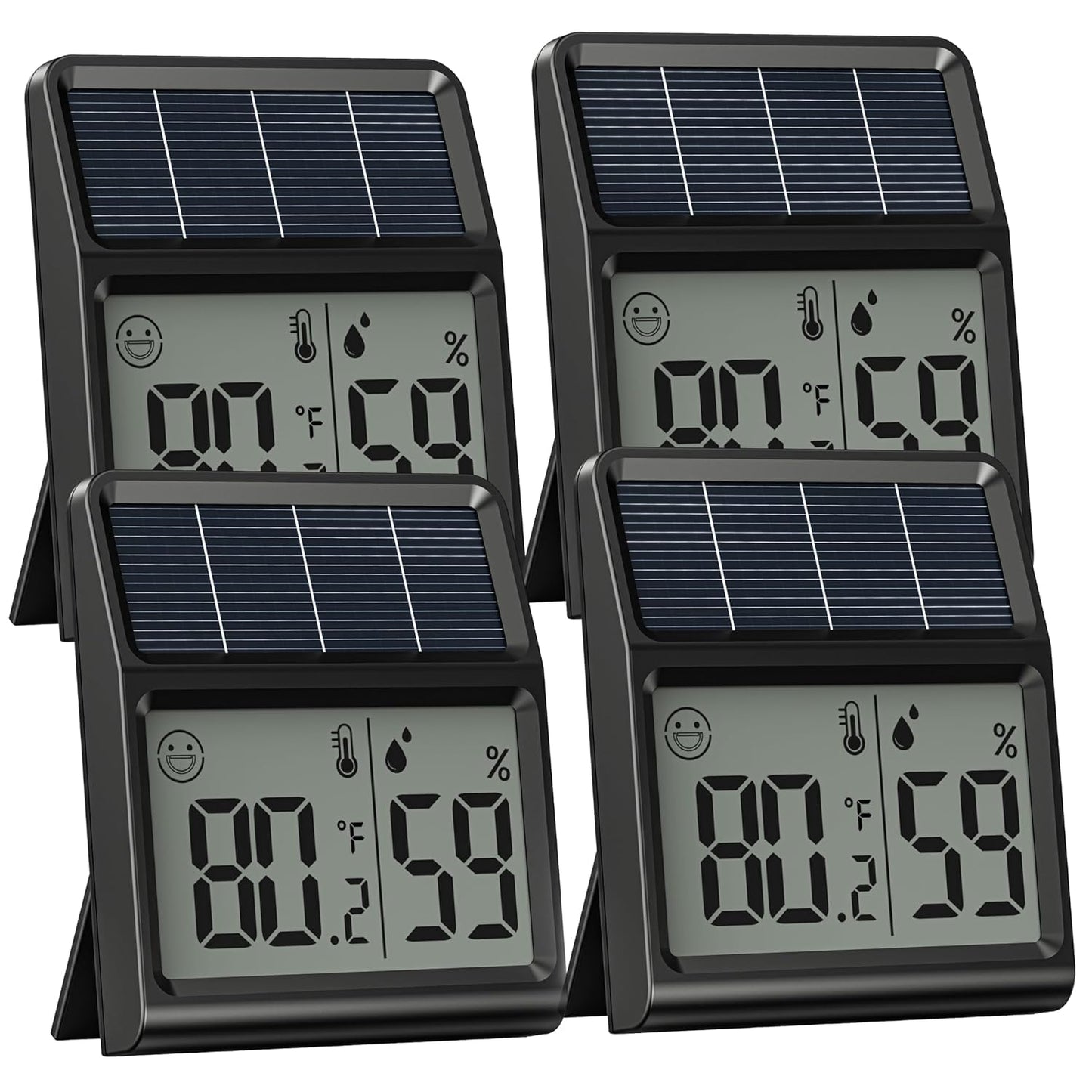 Digital Indoor Thermometer & Hygrometer, Light Powered (No Rechargeable Batteries Runs Only on Real-time Light Exposure) Solar Indoor Temperature and Humidity Monitor, Humidity Gauge