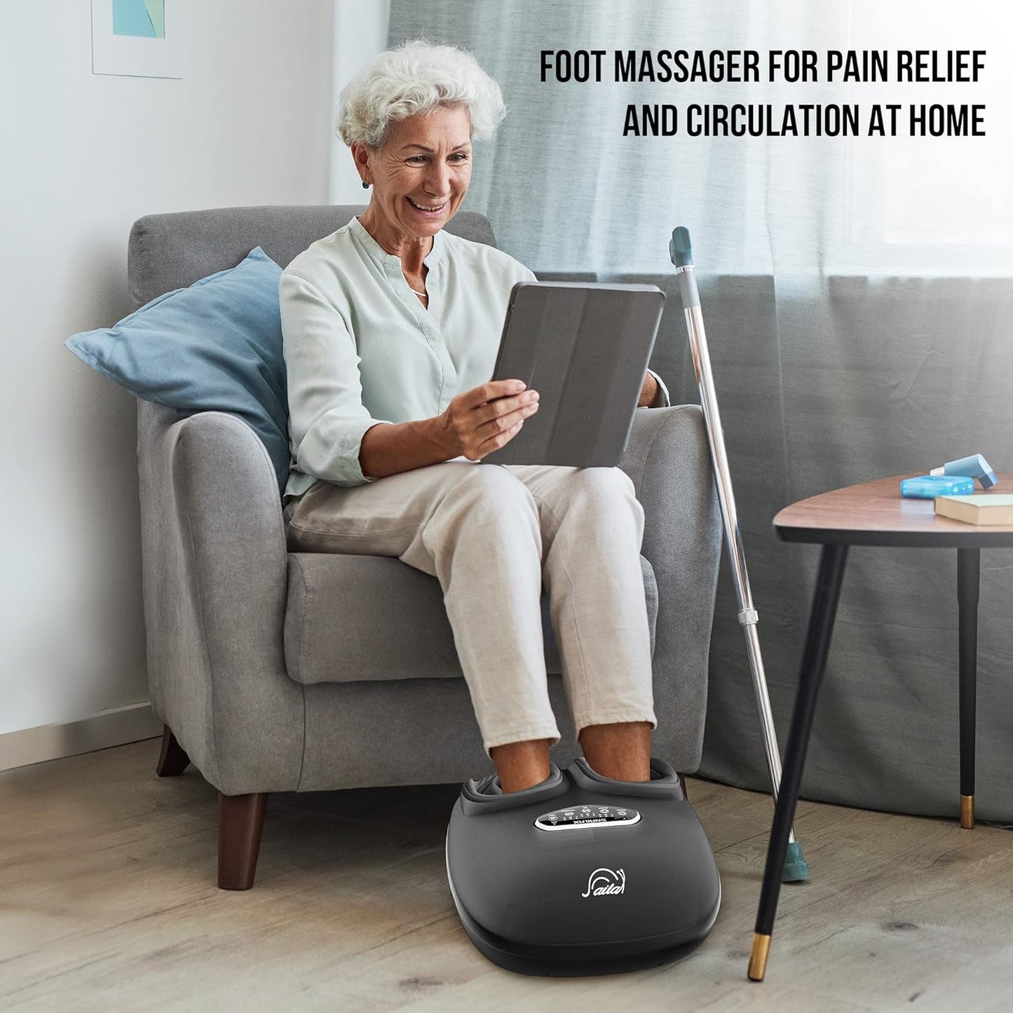 Snailax Shiatsu Foot Massager with Heat, Deep Kneading, Compression, Vibration, Feet Massager Machine for Plantar Fasciitis, Neuropathy, Foot Warmer Under Desk, Size 13, Gifts for Men, Women