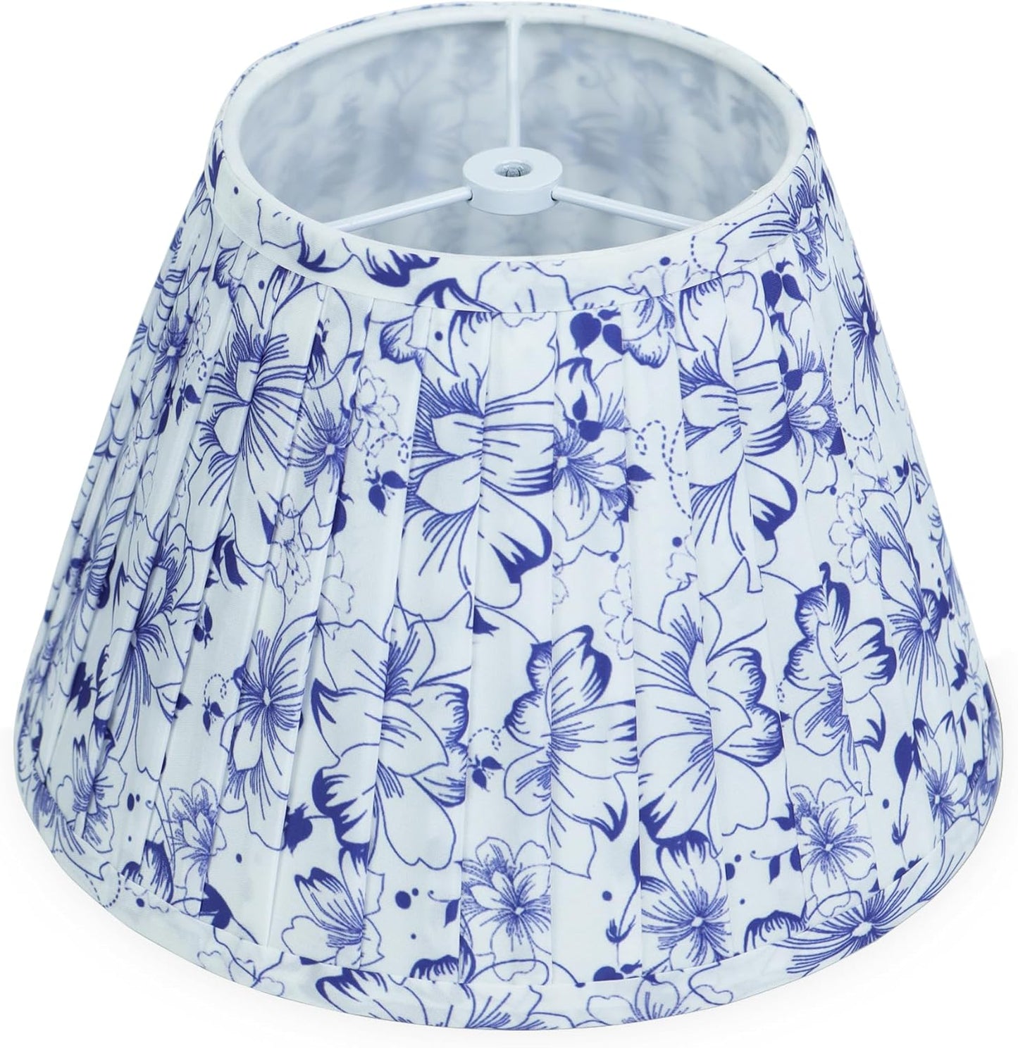 Small Blue Floral Lamp Shade for Bedside & Desk Lamps (1 Pack), 5x9x6.2 Inch Empire Pleated Lampshade, Cloth Lampshade with Spider Fitter, No Assembly, Ideal for Country, Vintage & Coastal Home Decor