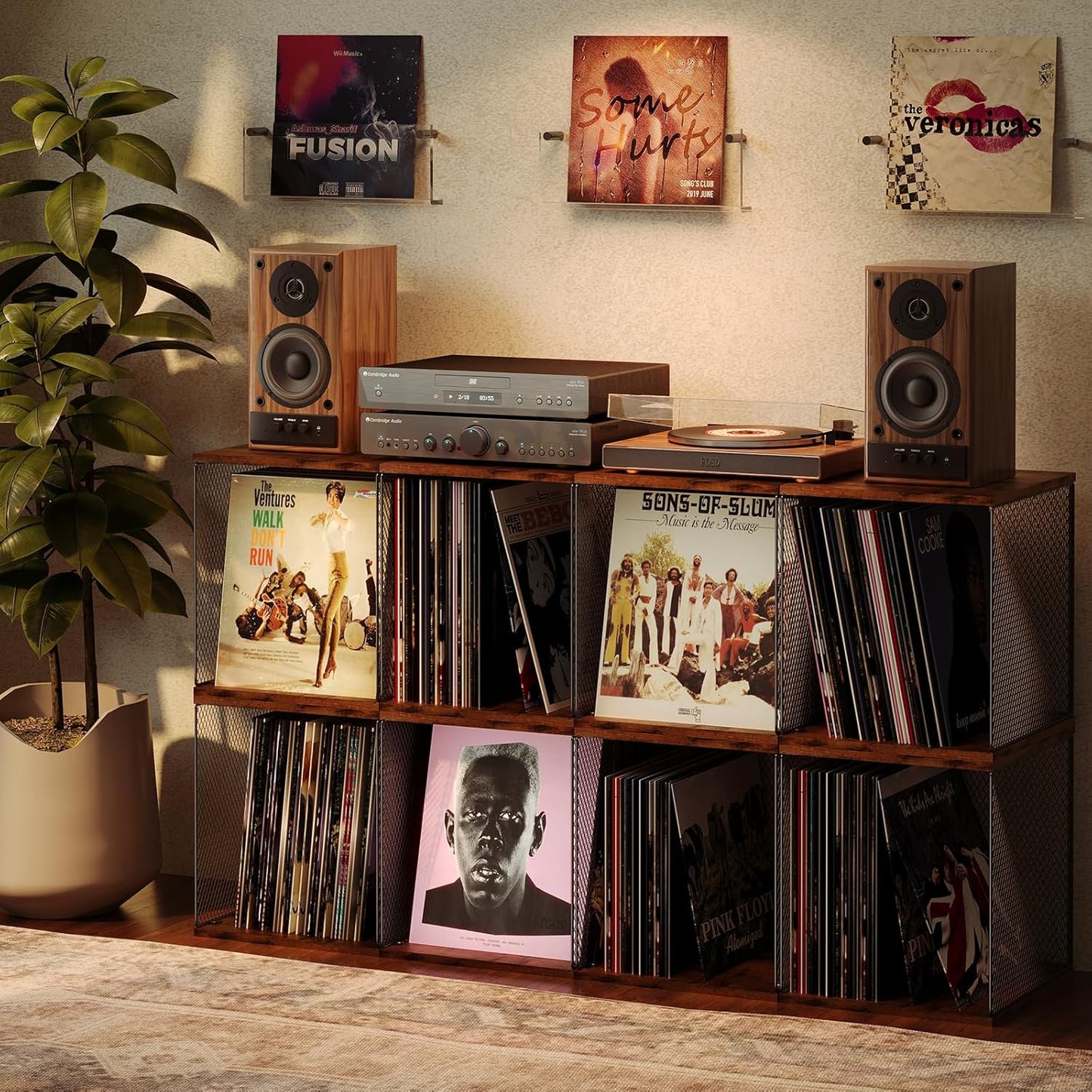 3 Cube Vinyl Record Storage DIY Stackable 120-150 Records Visualize Album Storage Record Storage Crate