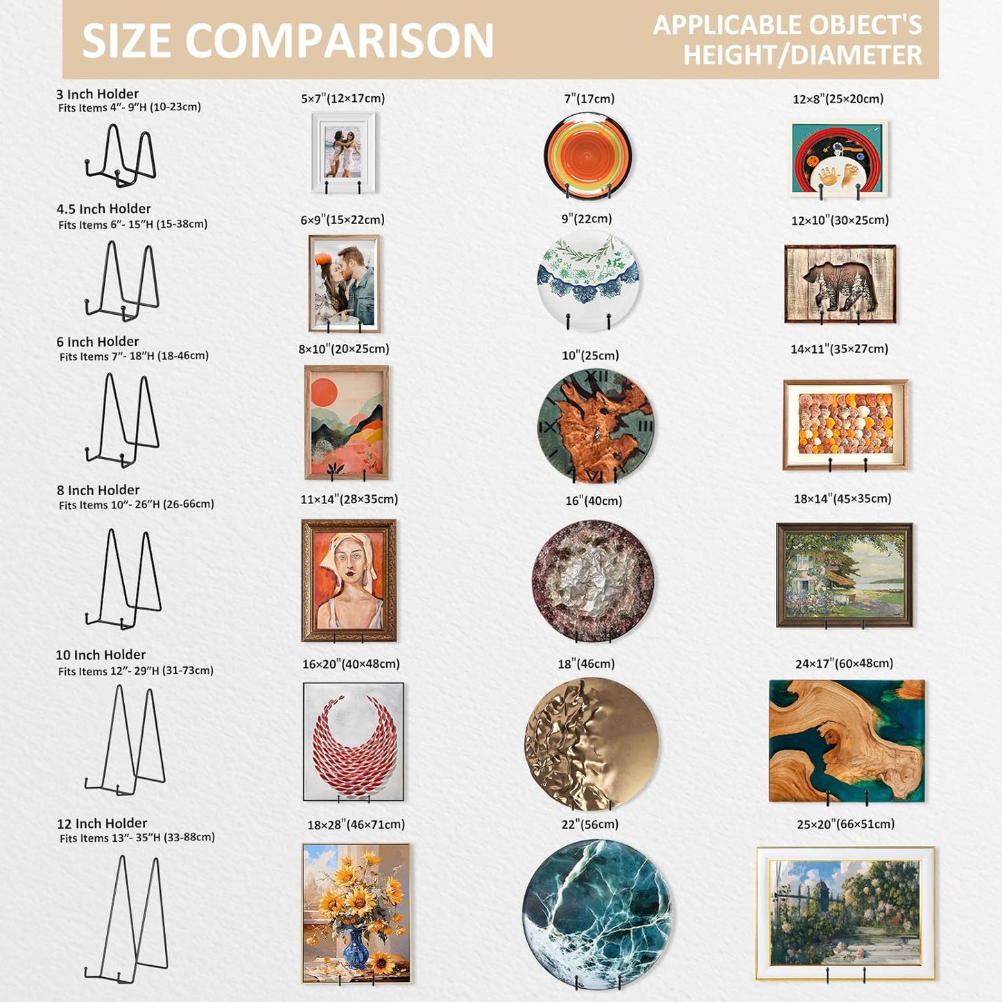 LIONWEI LIONWELI Black Decorative Plate Stand Holder Picture Frame Stand Easel Display Stand