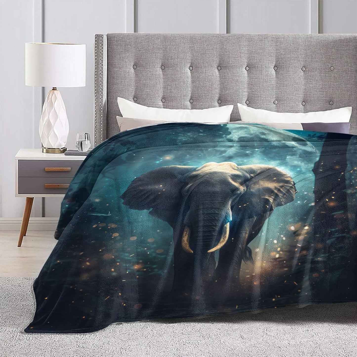 Elephant Blanket Gifts for Adults Women Kids, Flannel Elephant Throw Blankets for Bed Living Room Sofa Couch Traveling Camping, Soft Warm Lightweight Cozy Elephant Decor 50x60in