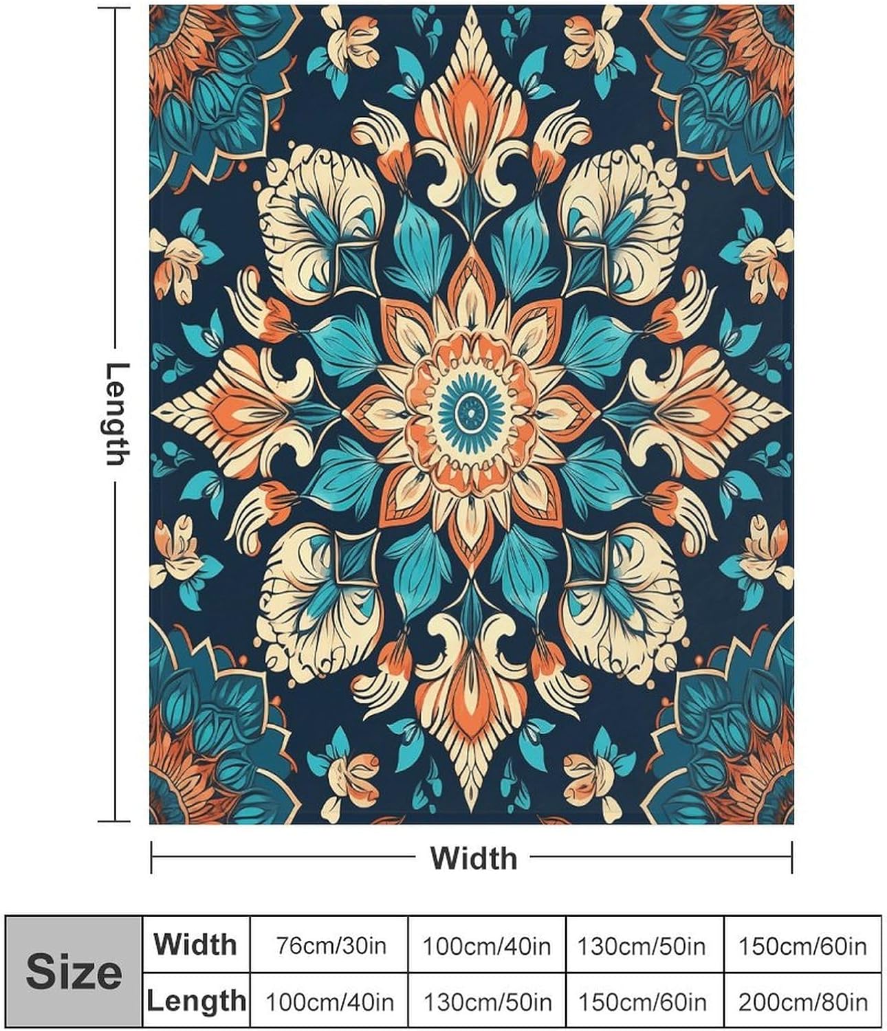 Vintage Mandala Flowers Throw Blanket for Couch Super Soft Warm Lightweight Throw Blankets Cozy Flannel Bed Blanket Cute Decorative Blankets for All Seasons Home Decor Gift 30"*40"（76 * 100cm）