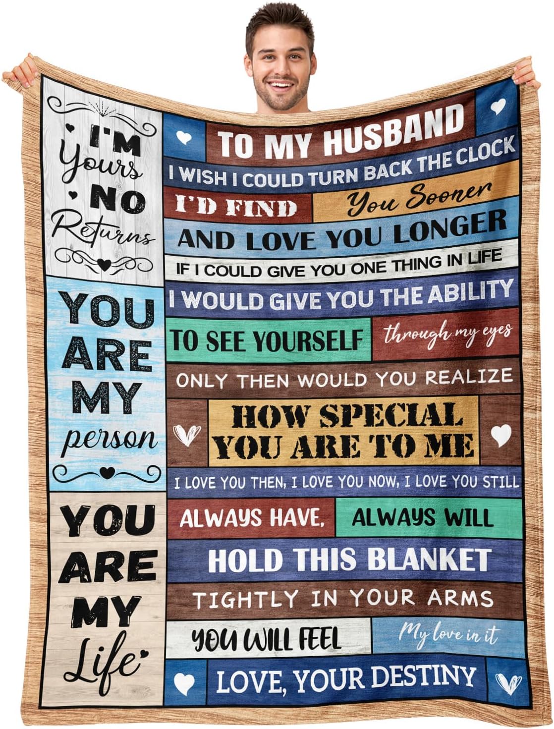 Husband Valentines Day Birthday Gifts from Wife - Wedding Anniversary Romantic Presents for Him Man - Fathers Day Christmas Birthday Gifts for Husband Him - to My Man Blanket 60"x80"