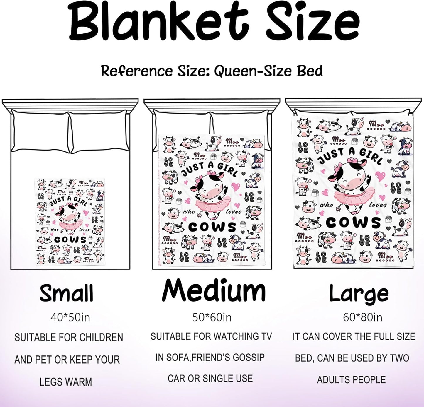Cow Blanket Gifts for Girls Women Cow Gifts for Cows Lovers Soft Cozy Flannel Cows Print Throw Blanket Birthday Bedding Decor for Kids Adults 60"X50"